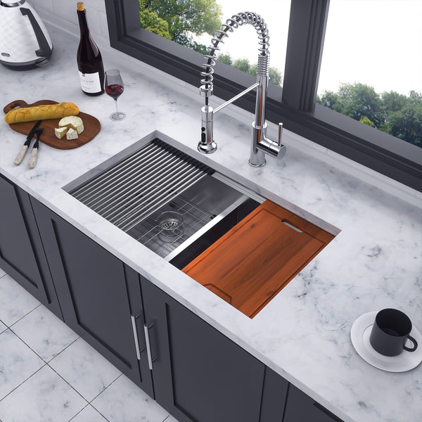 Undermount Double Bowl Stainless Steel Kitchen Sink with Workstation RX-SS33
