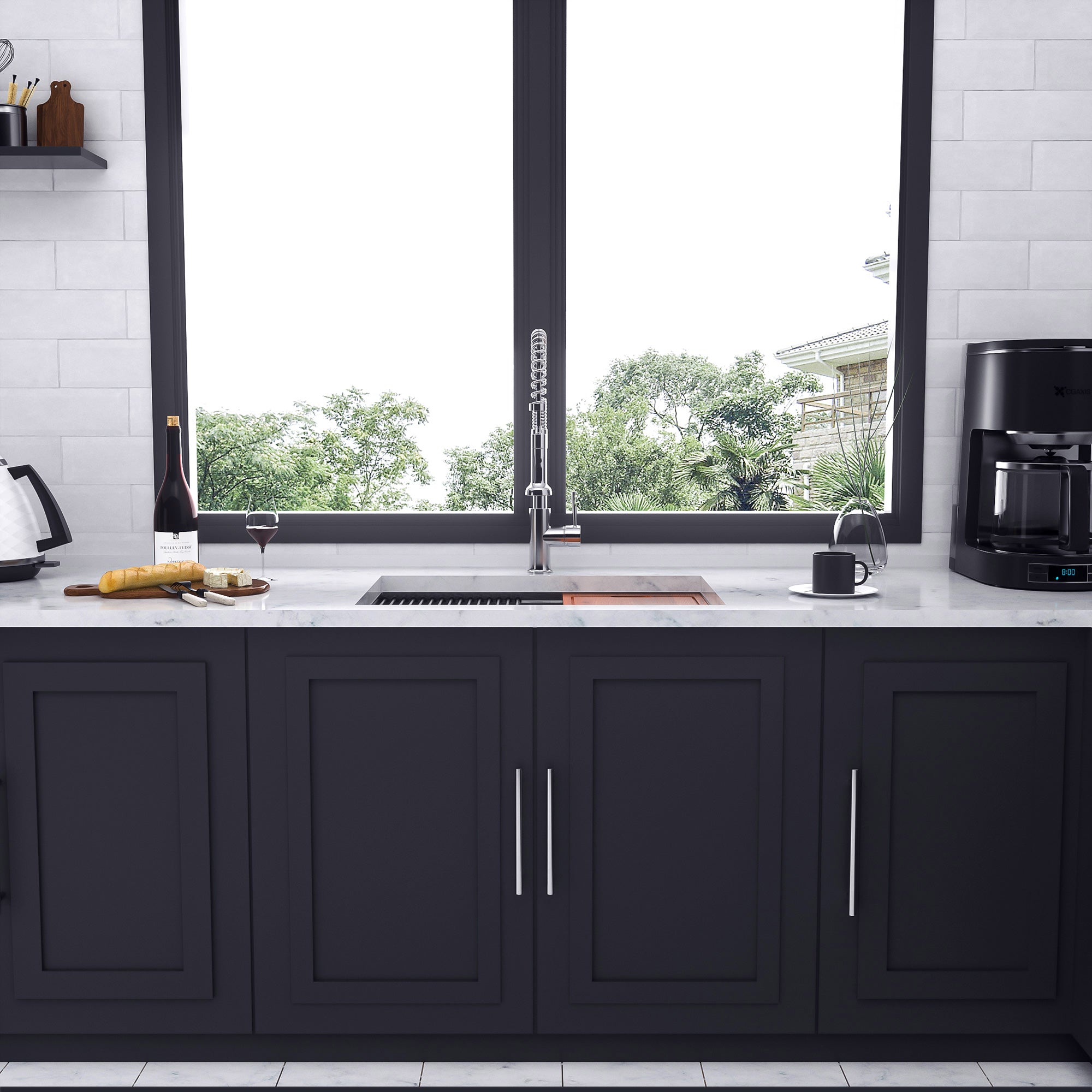 Undermount Double Bowl Workstation Sink, Stainless Steel (SS33)
