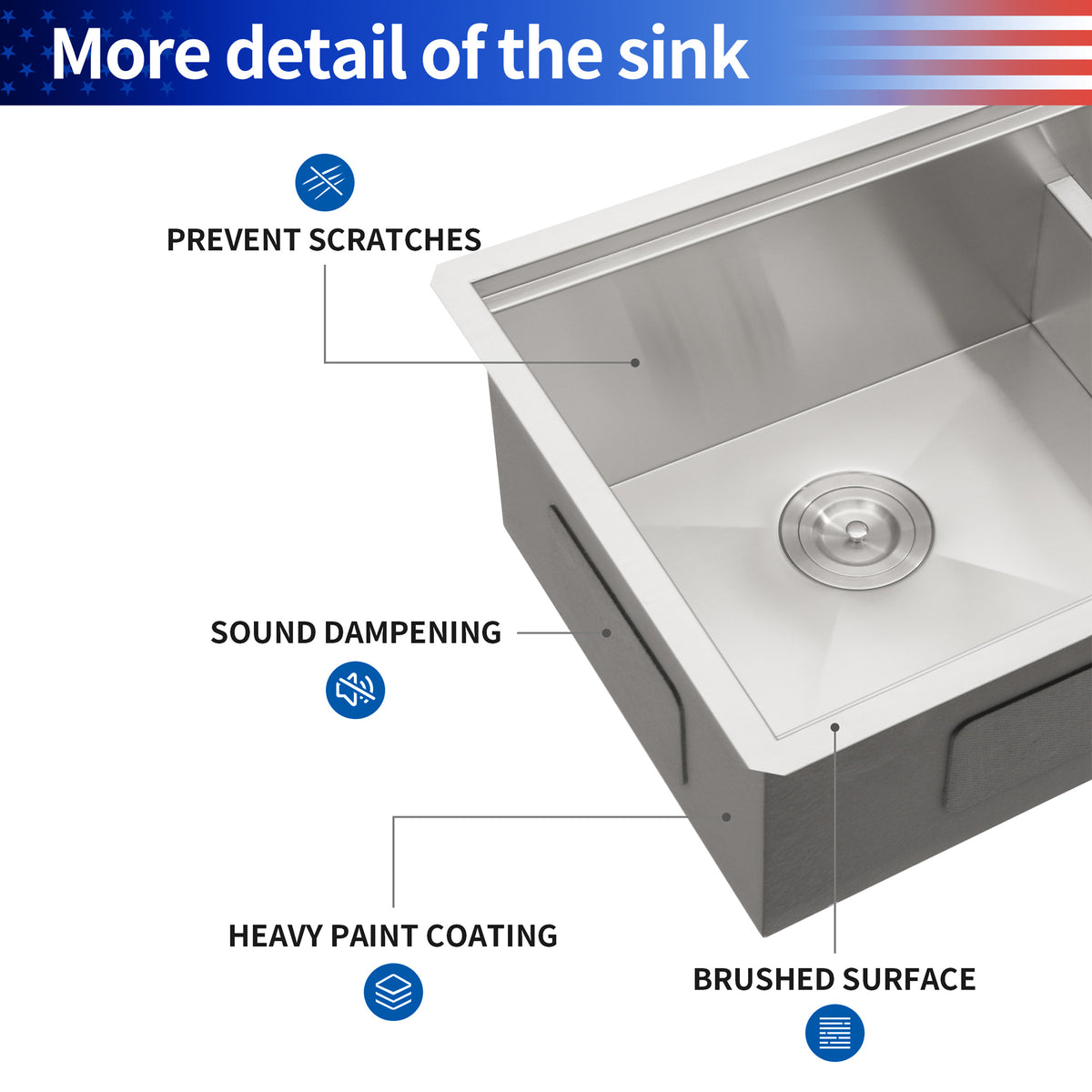 Undermount Double Bowl Workstation Sink, Stainless Steel (SS33)