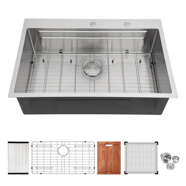 Drop-in Single Bowl Stainless Steel Kitchen Sink with Workstation RX-SS35-3322