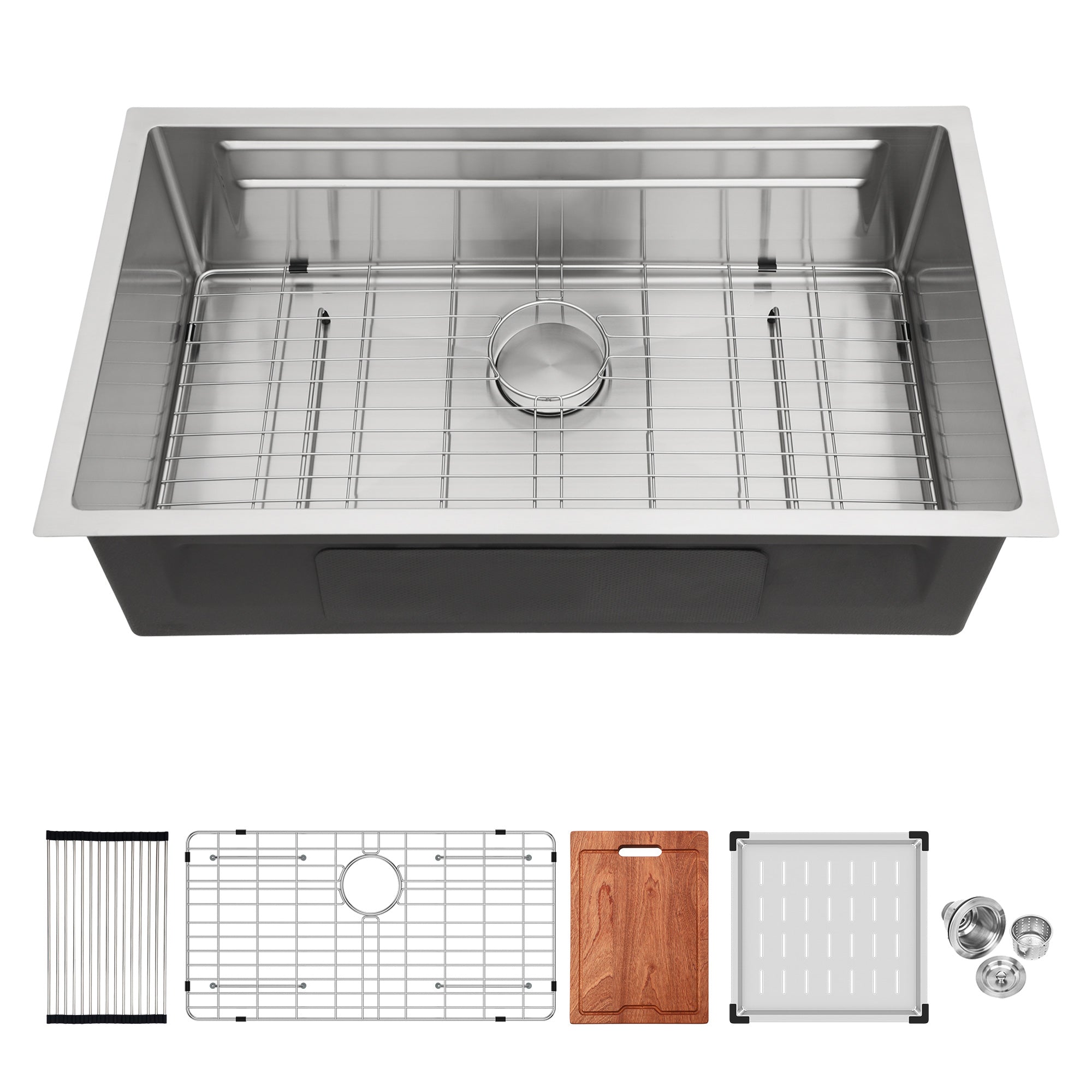 33" x 19" Undermount Single Bowl Workstation Sink, Stainless Steel (SS37)