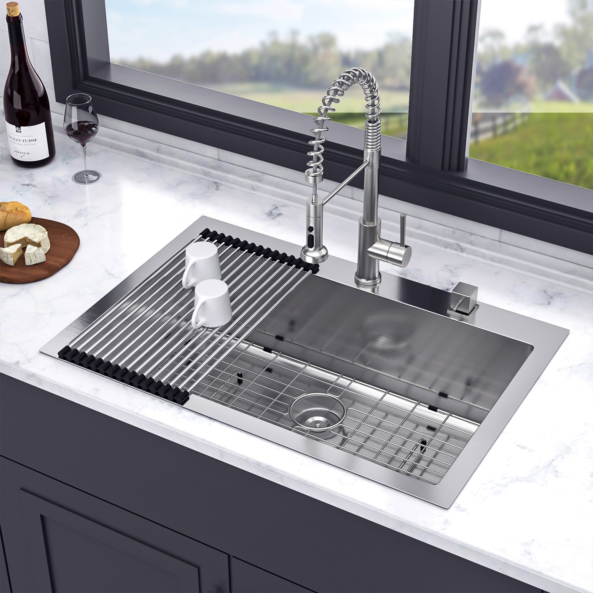 Drop-In Single Bowl Kitchen Sink, Stainless Steel (SS40)