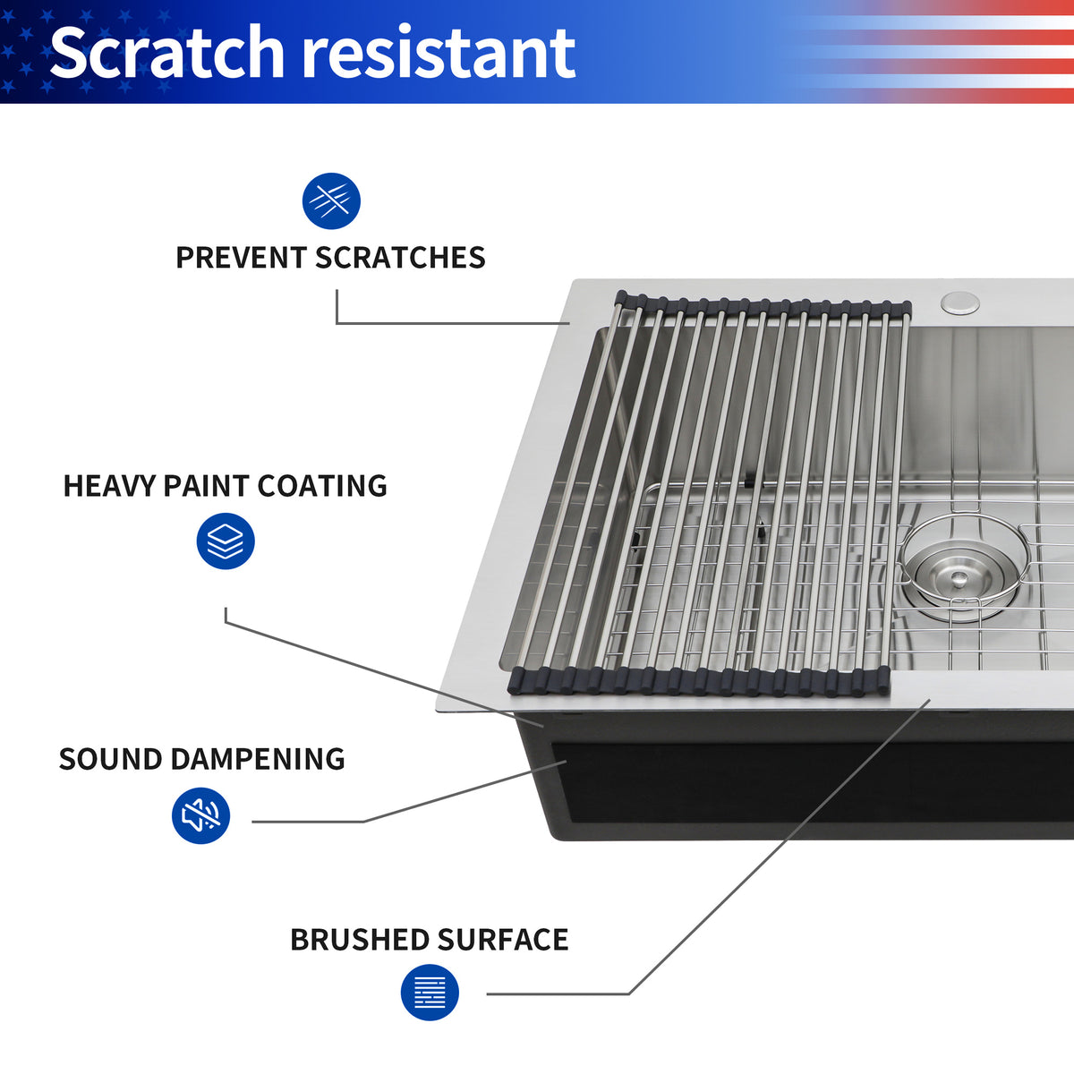 RAINLEX Drop-In Single Bowl Kitchen Sink in Stainless Steel (SS40)
