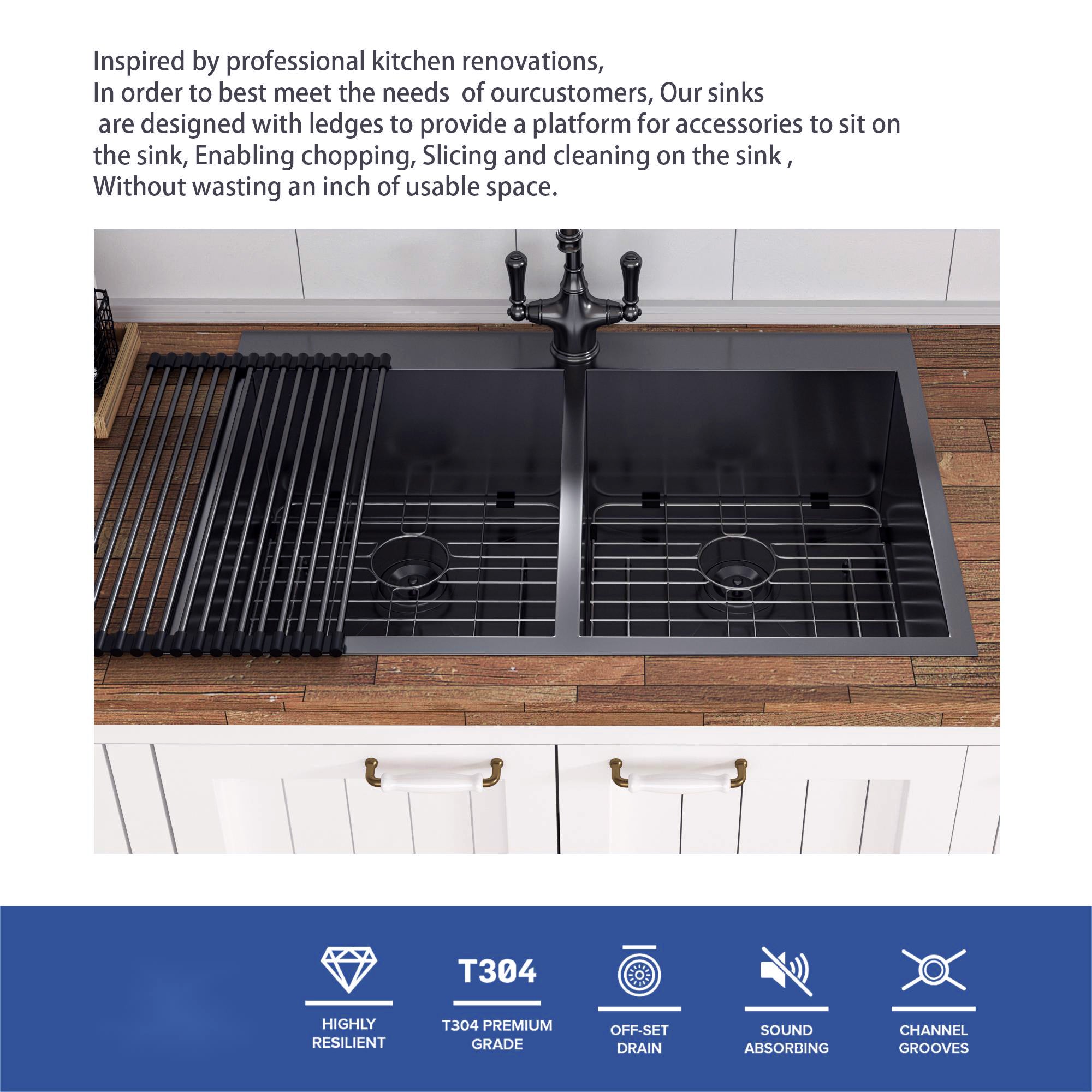Drop-in Double Bowl Stainless Steel Kitchen Sink RX-SS43