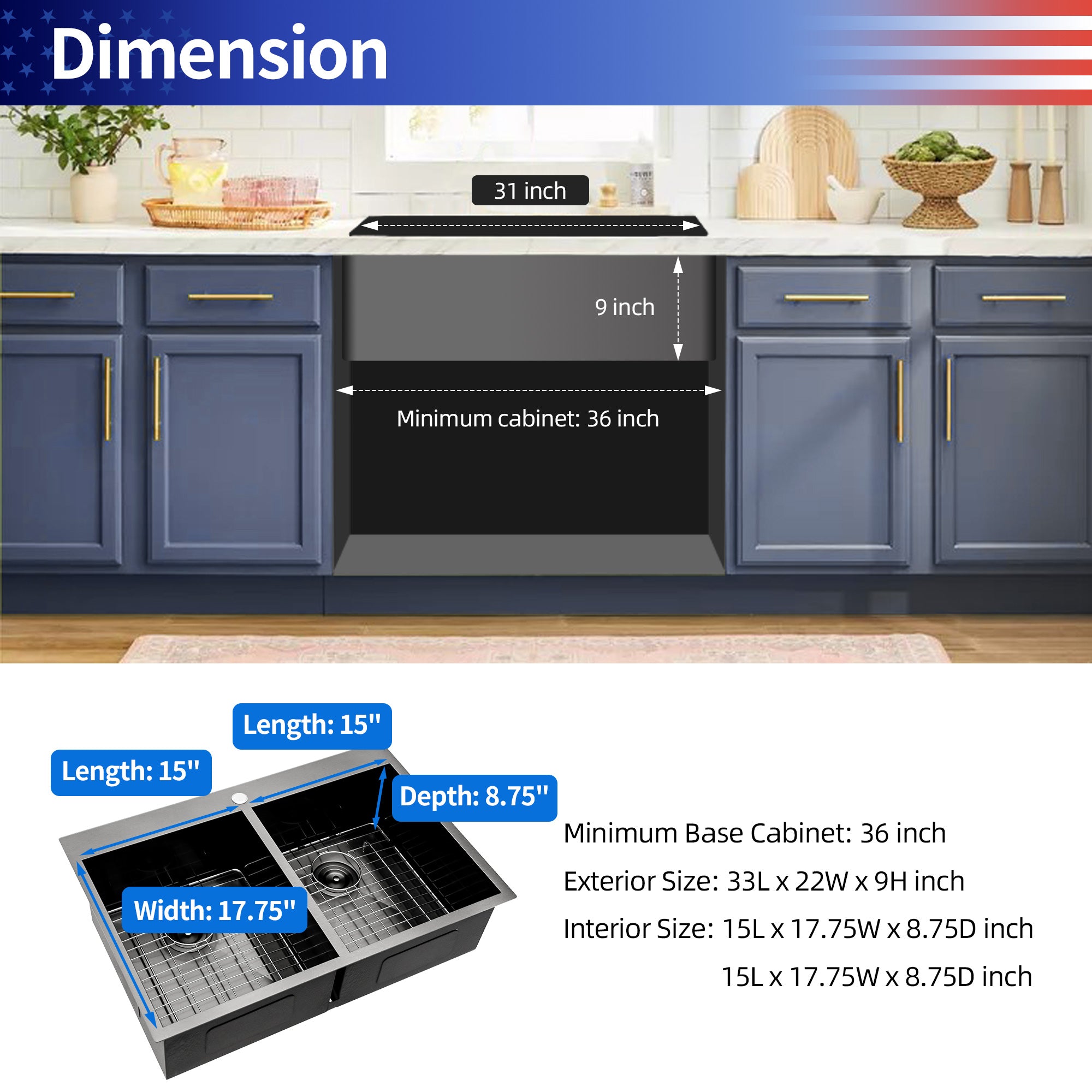 Drop-in Double Bowl Stainless Steel Kitchen Sink RX-SS43