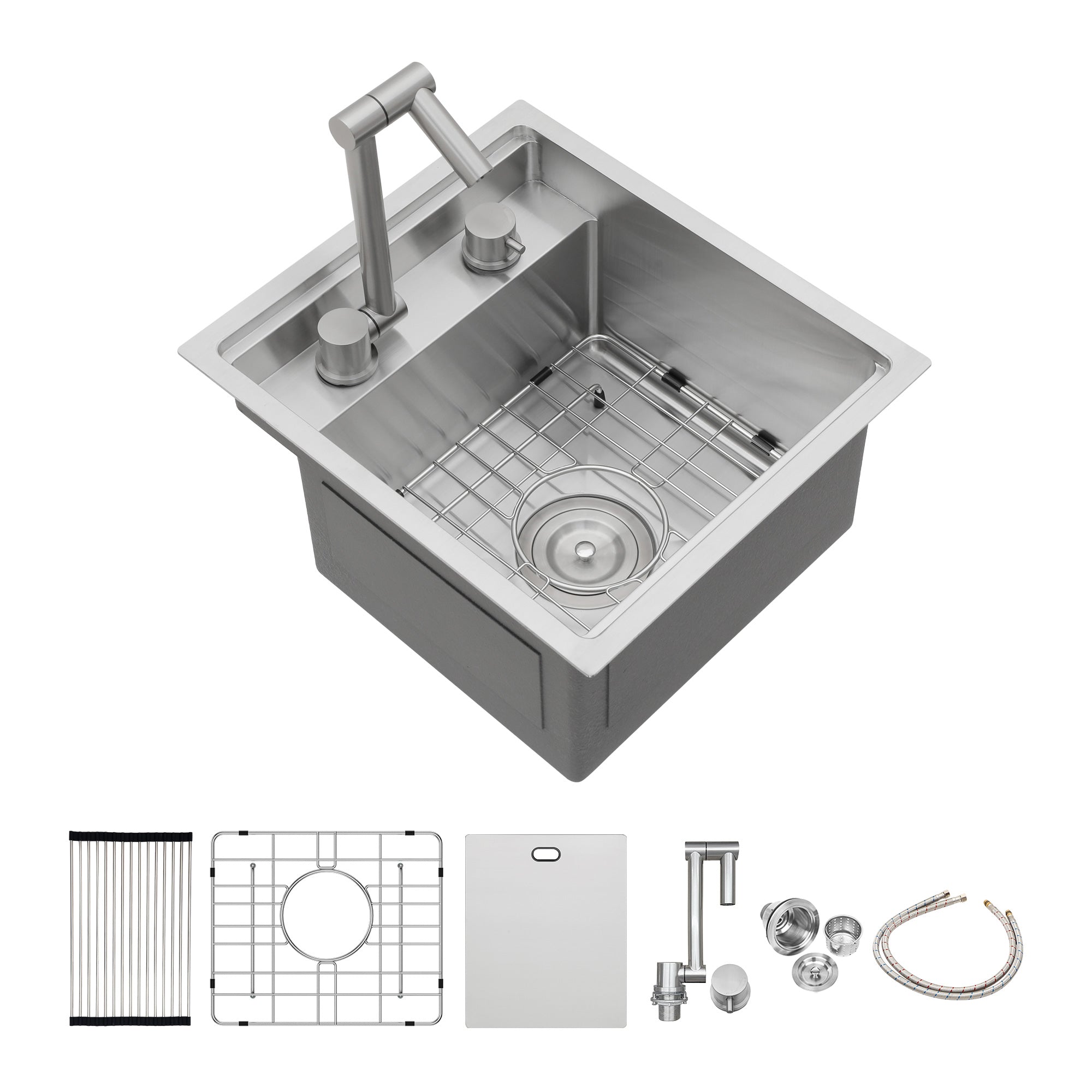 15" x 17" Undermount Single Bowl Workstation Sink, Stainless Steel