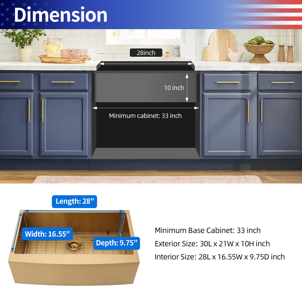 RAINLEX Farmhouse Apron-Front Kitchen Sink in Stainless Steel (SS47)
