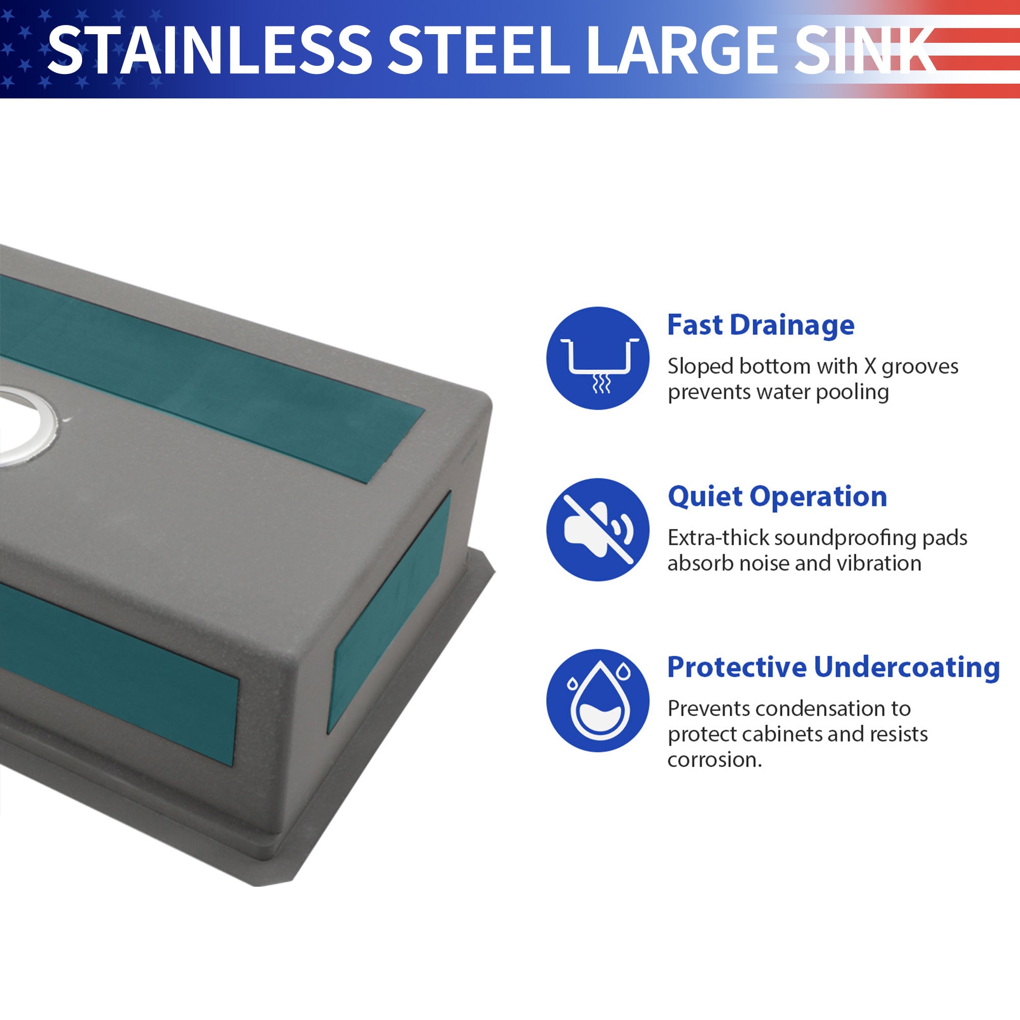 30" Undermount Single Bowl Workstation Sink, 16 Gauge Stainless Steel