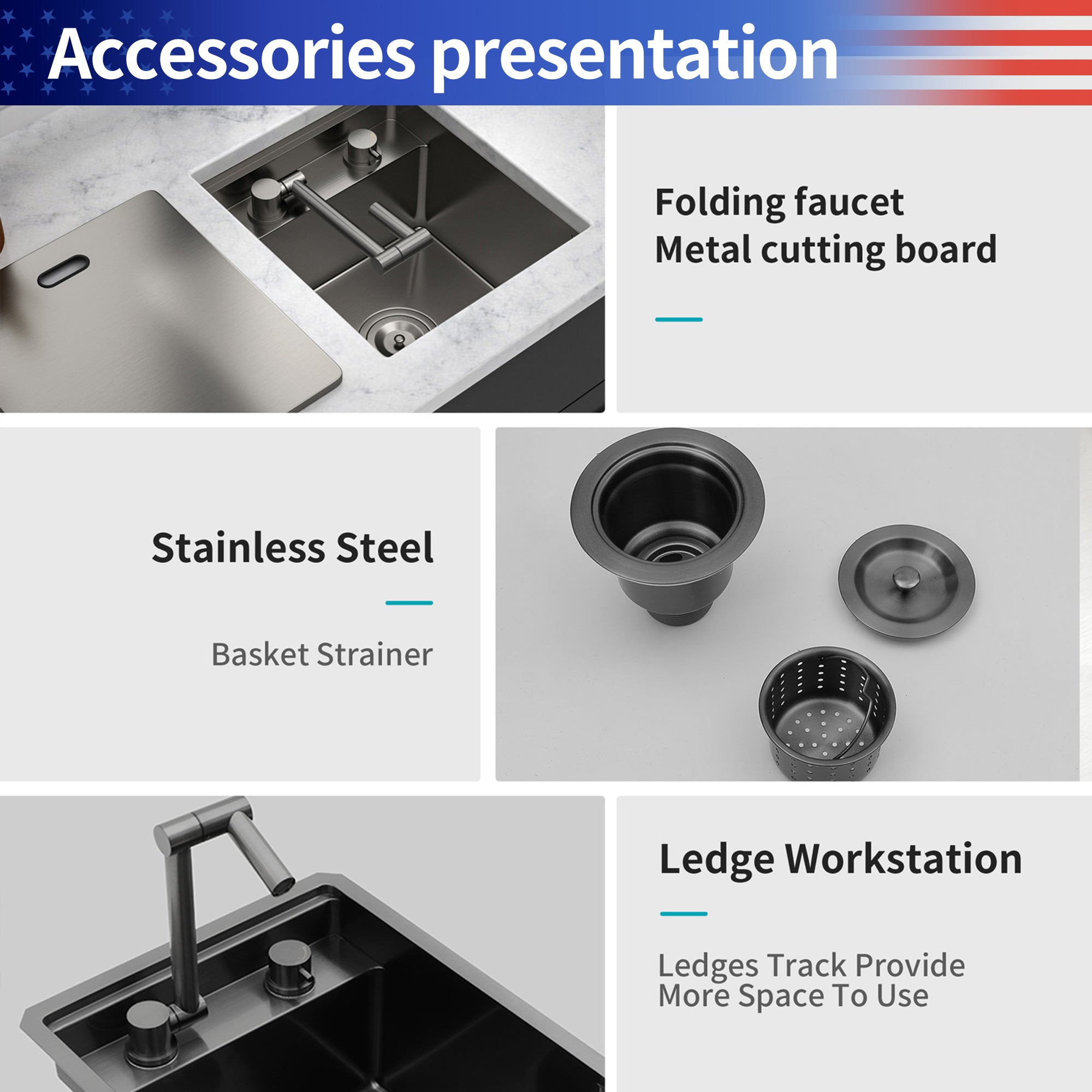 15" Undermount Bar/Prep Sink with Folding Faucet, 16 Gauge Stainless Steel