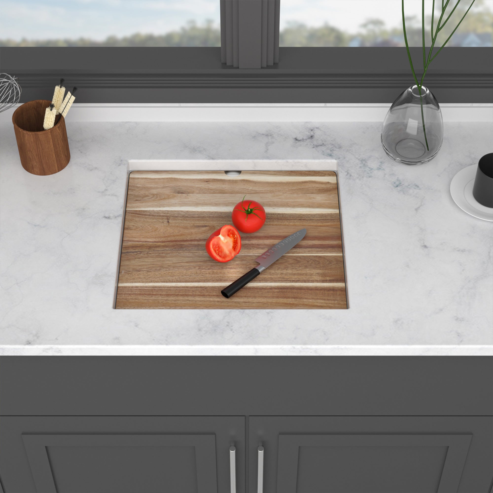 21” Undermount Workstation Bar Sink with Folding Faucet & Cutting Board, 16 Gauge Stainless Steel Single Bowl Prep Sink