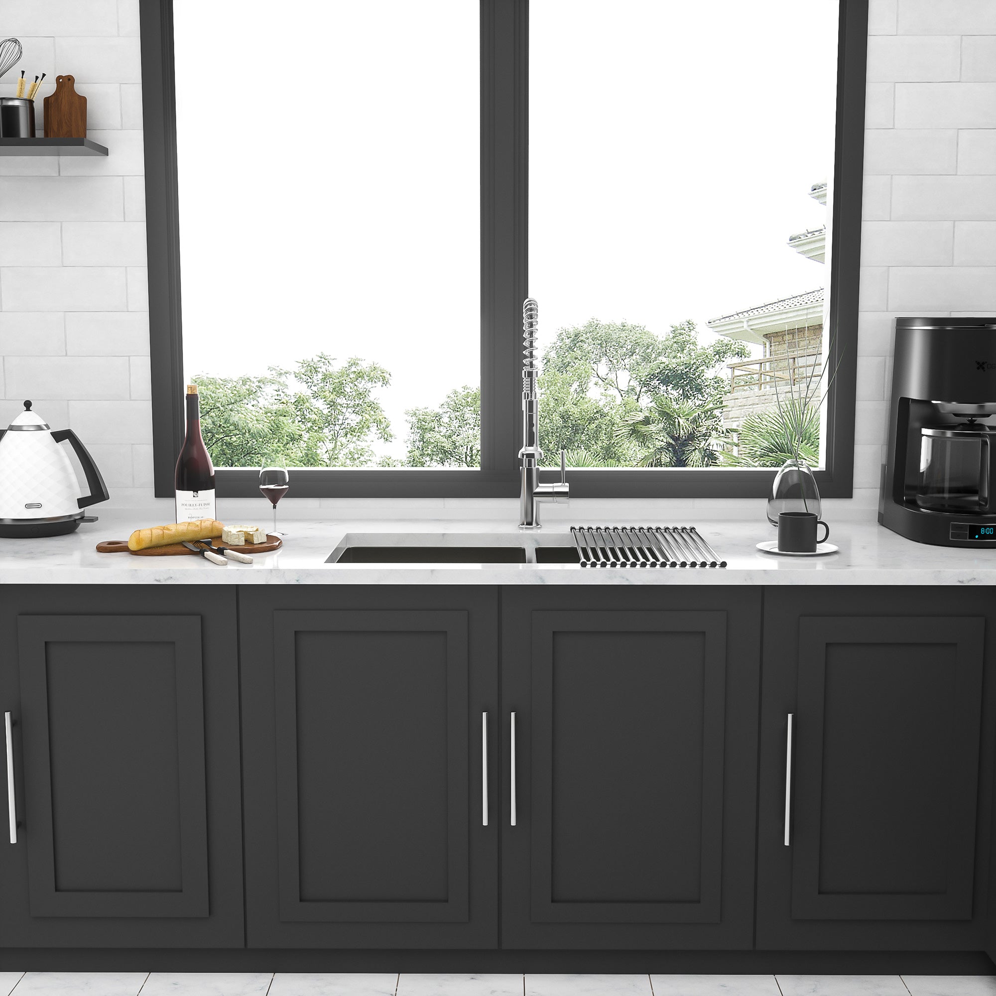 32" Undermount Double Bowl Kitchen Sink, 16 Gauge Stainless Steel, 50/50