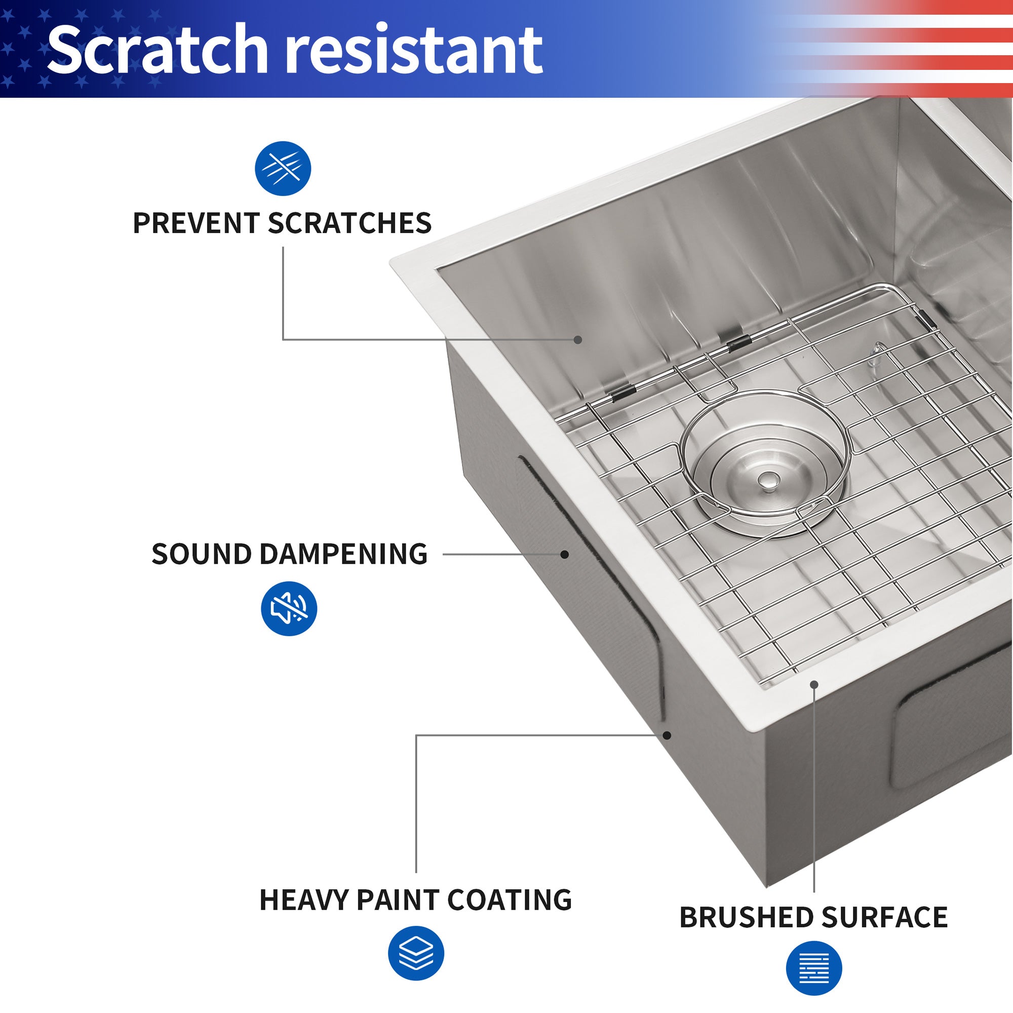 32" Undermount Double Bowl Kitchen Sink, 16 Gauge Stainless Steel, 50/50