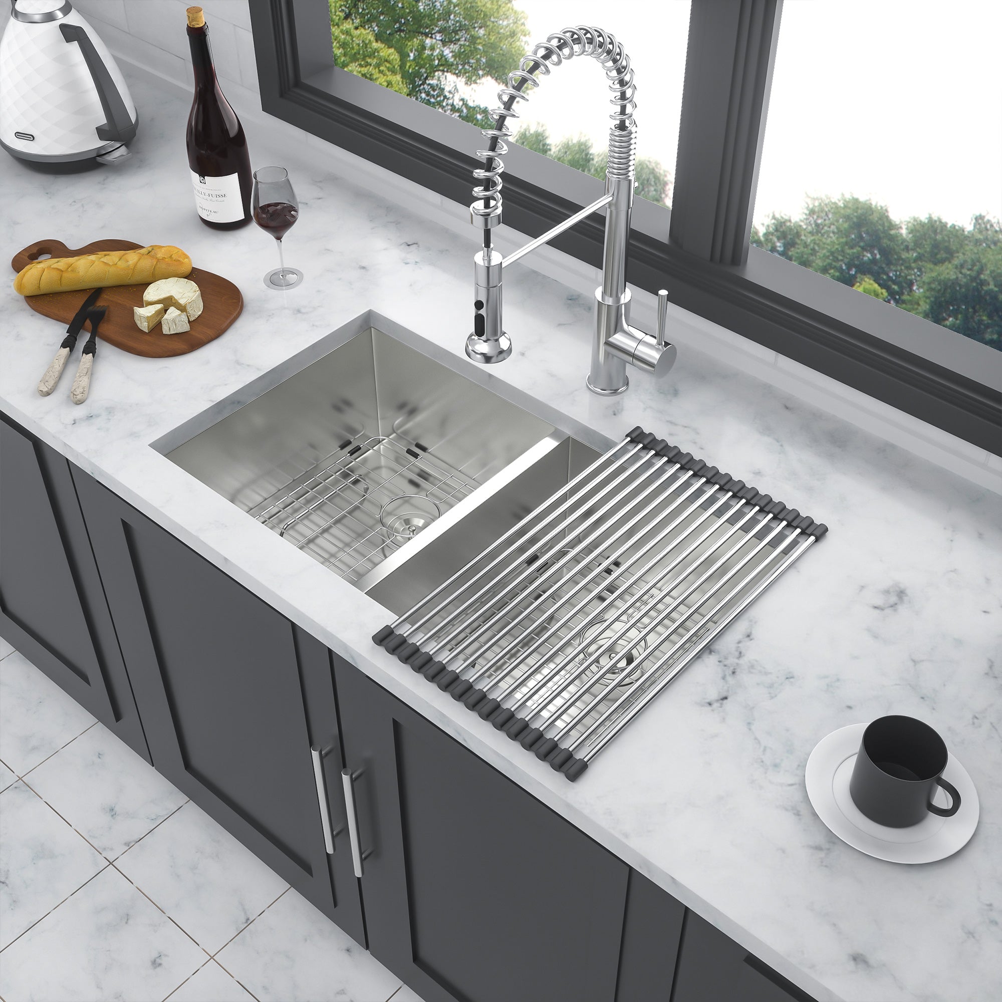 32" Undermount Double Bowl Kitchen Sink, 16 Gauge Stainless Steel, 50/50
