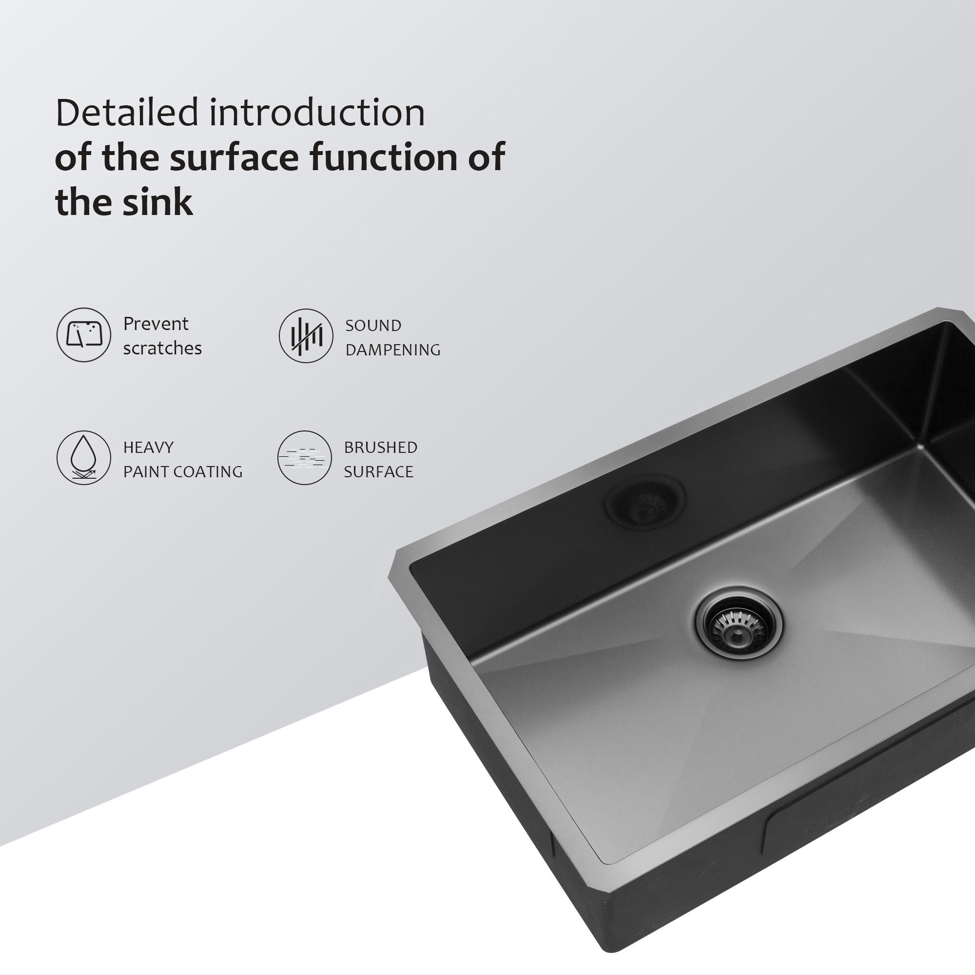 30" Undermount Single Bowl Kitchen Sink, 16 Gauge Gunmetal Black Stainless Steel
