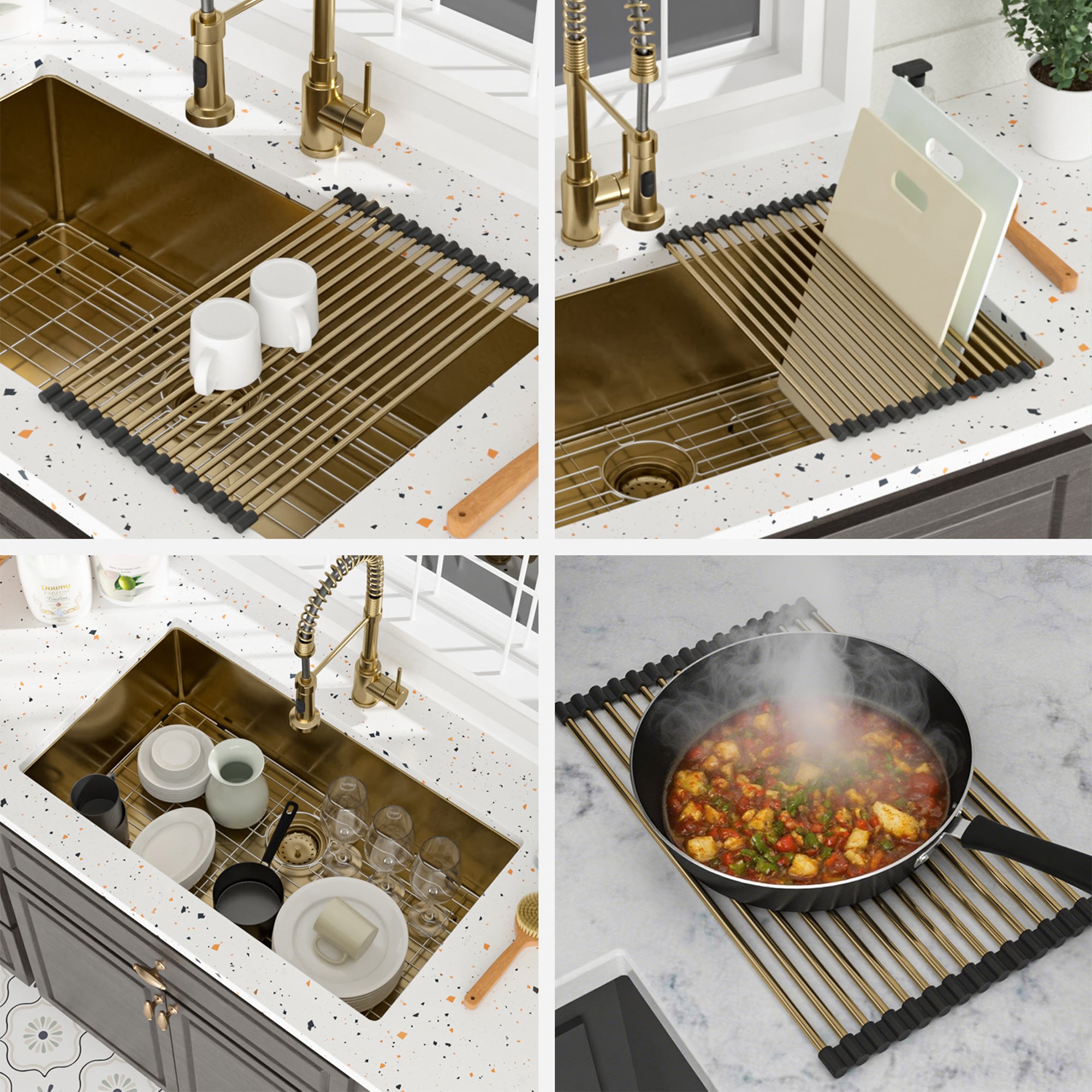 32" Undermount Single Bowl Kitchen Sink, 16 Gauge Gold Stainless Steel