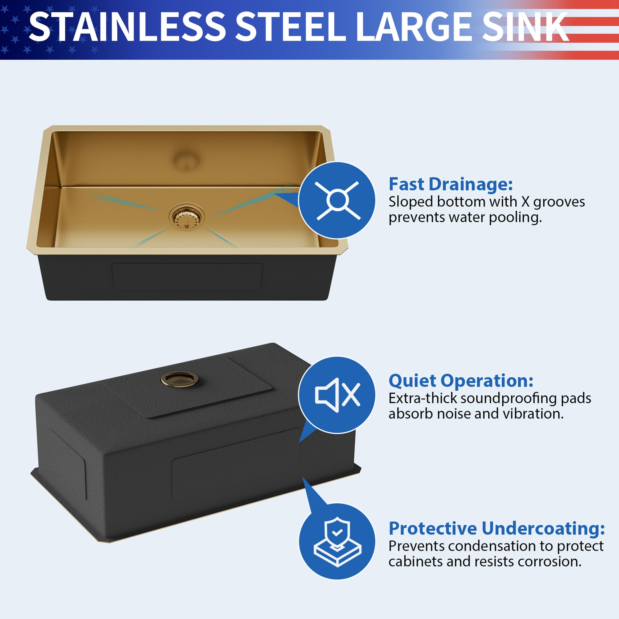 33" Drop-In Double Bowl Kitchen Sink, 16 Gauge Stainless Steel, 50/50