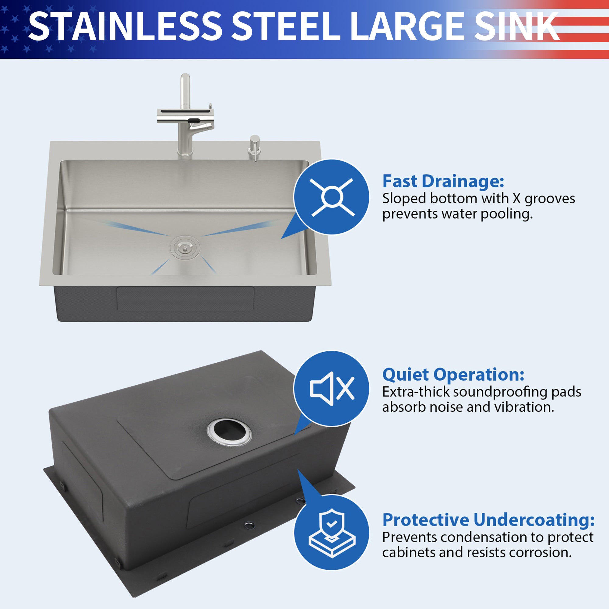 30" Drop-In Single Bowl Kitchen Sink with Pull-Out Faucet, Stainless Steel