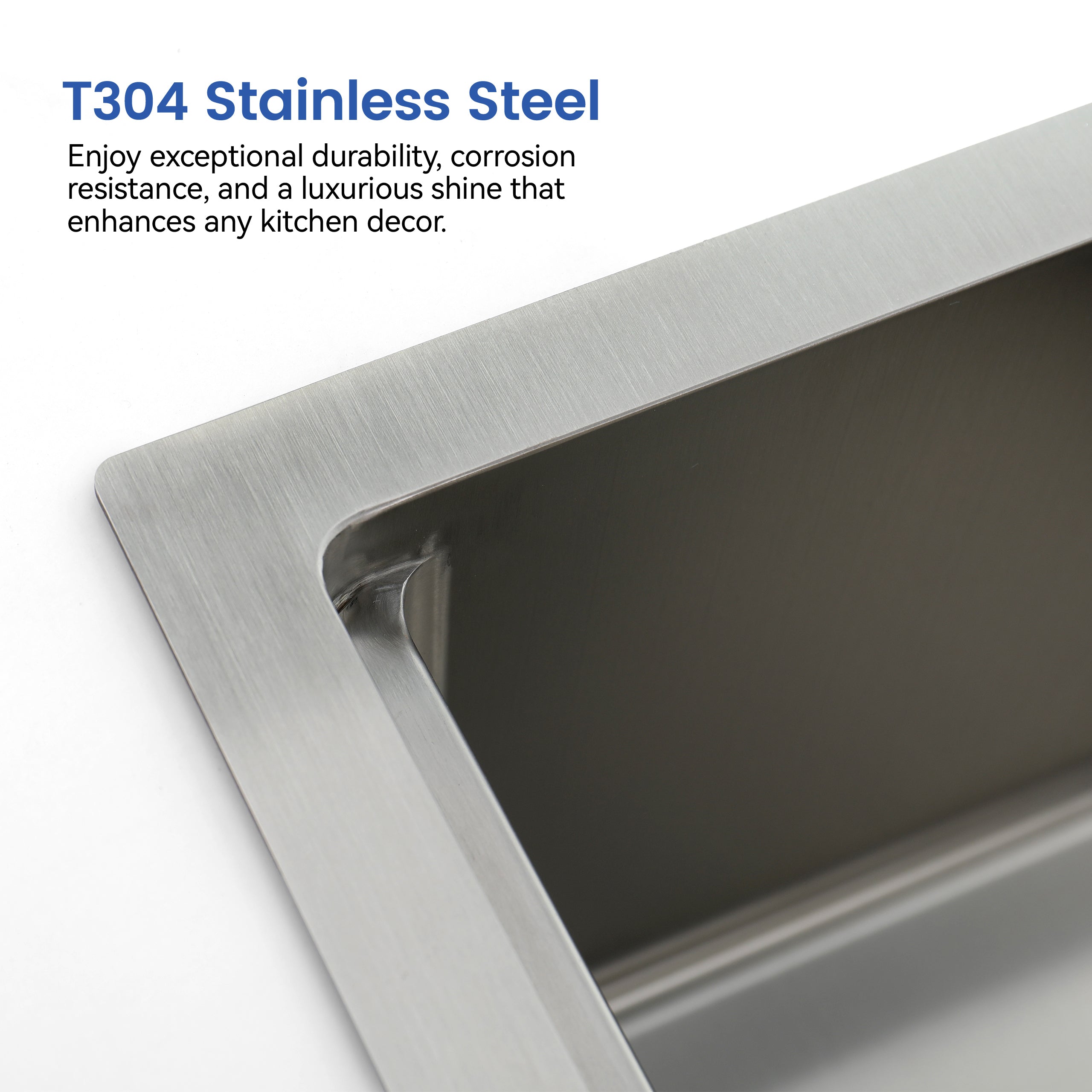33" Stainless Steel Topmount Kitchen Sink Single Bowl with Accessories – 16 Gauge Brushed Overmount Sink