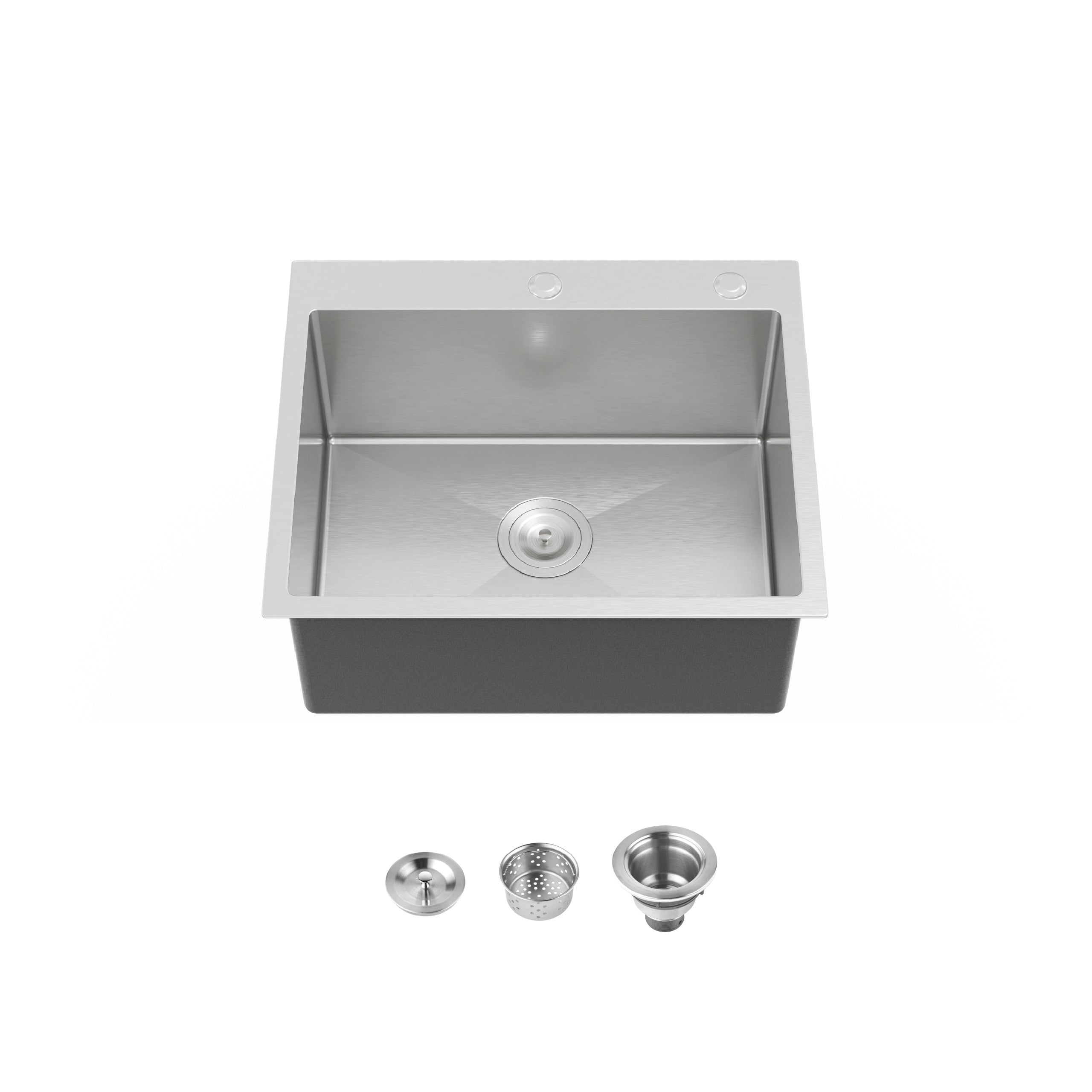 23" x 19" Drop-In Single Bowl Kitchen Sink, 16 Gauge Black Stainless Steel