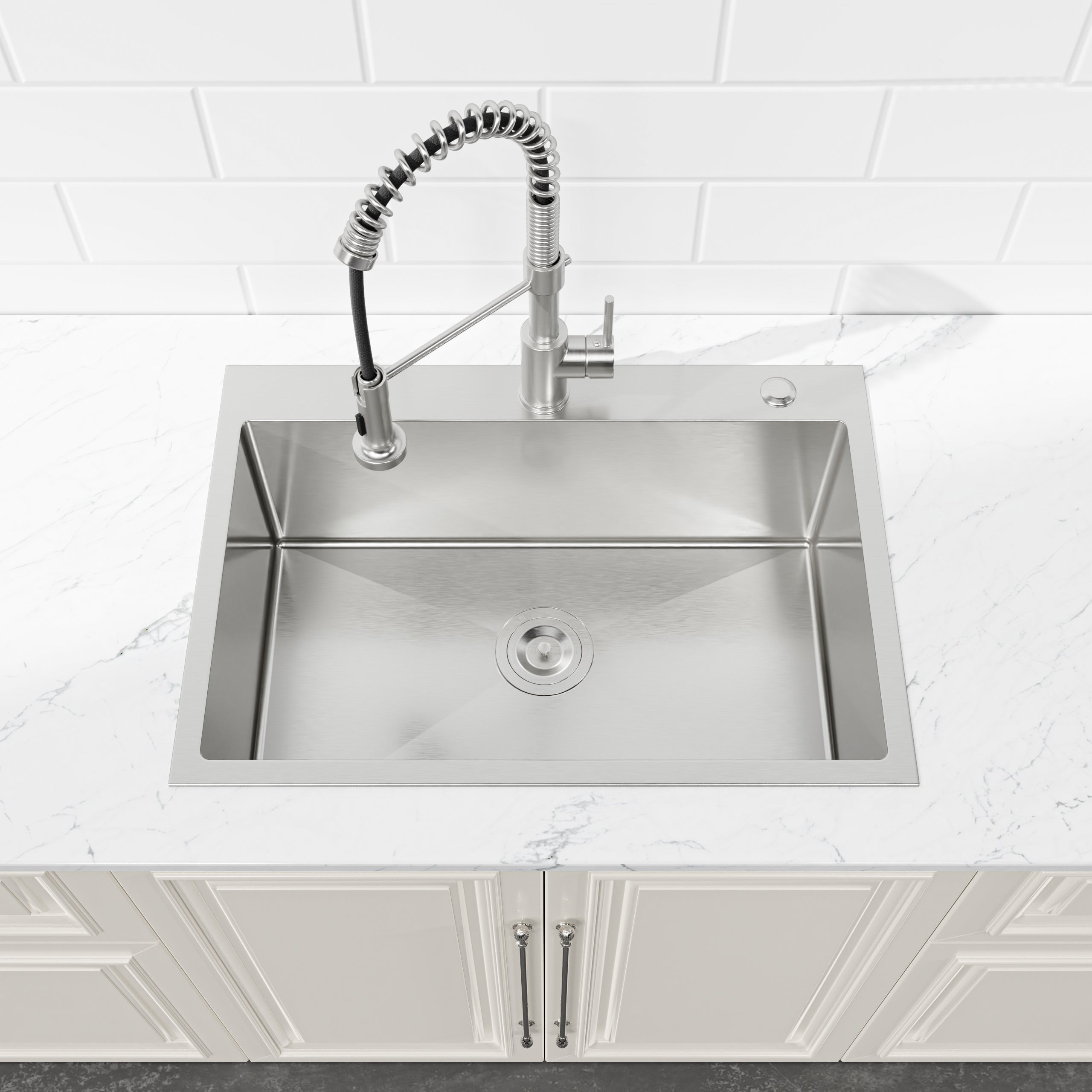27" x 19" Drop-In Single Bowl Kitchen Sink, 16 Gauge Black Stainless Steel