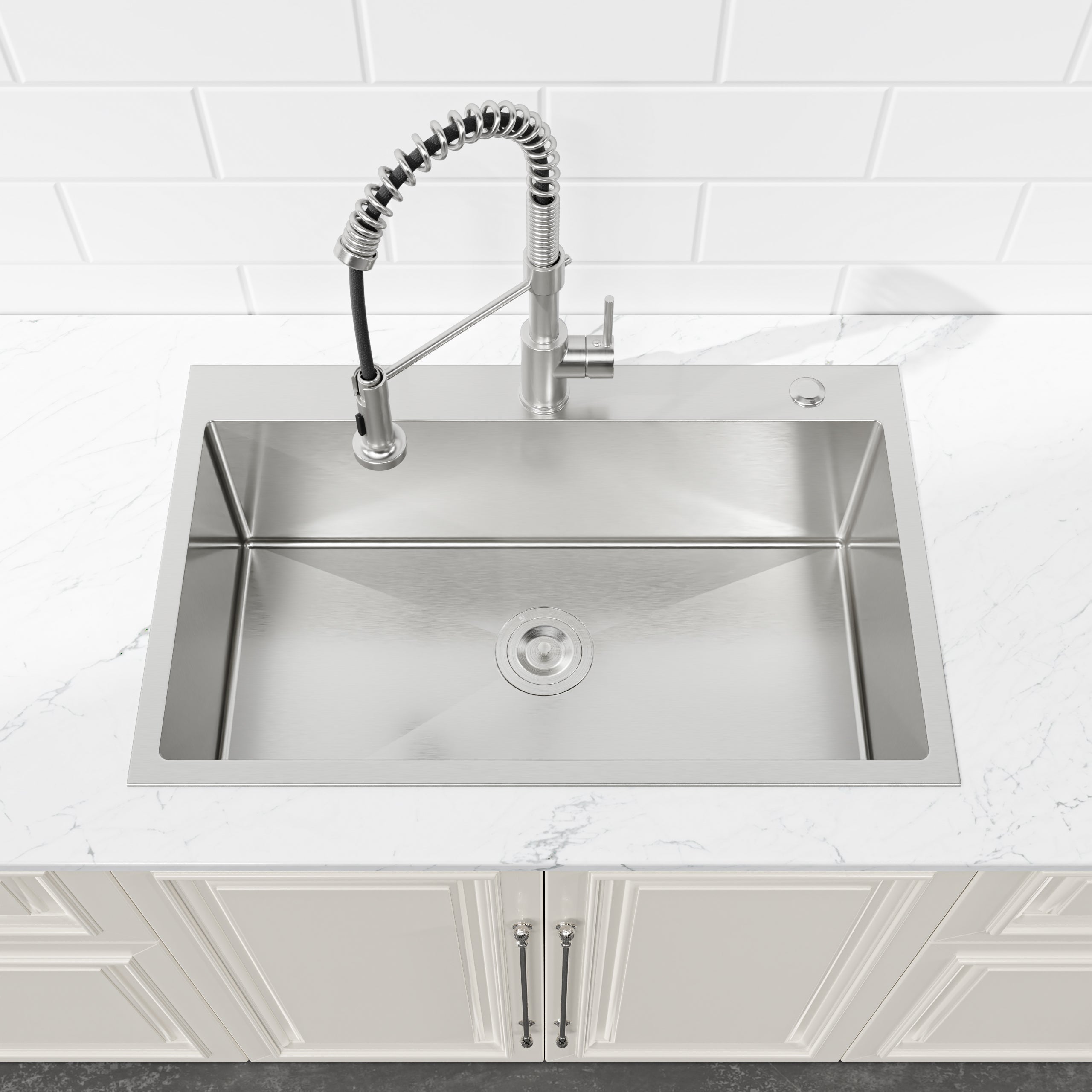30" x 19" Drop-In Single Bowl Kitchen Sink, 16 Gauge Black Stainless Steel