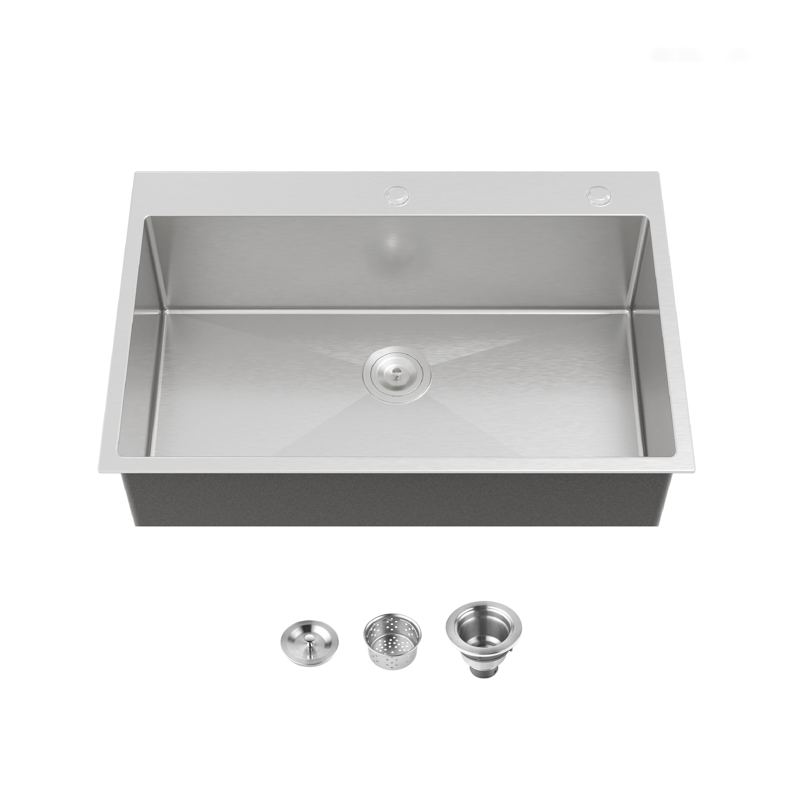 33" x 22" Drop-In Single Bowl Kitchen Sink, 16 Gauge Black Stainless Steel