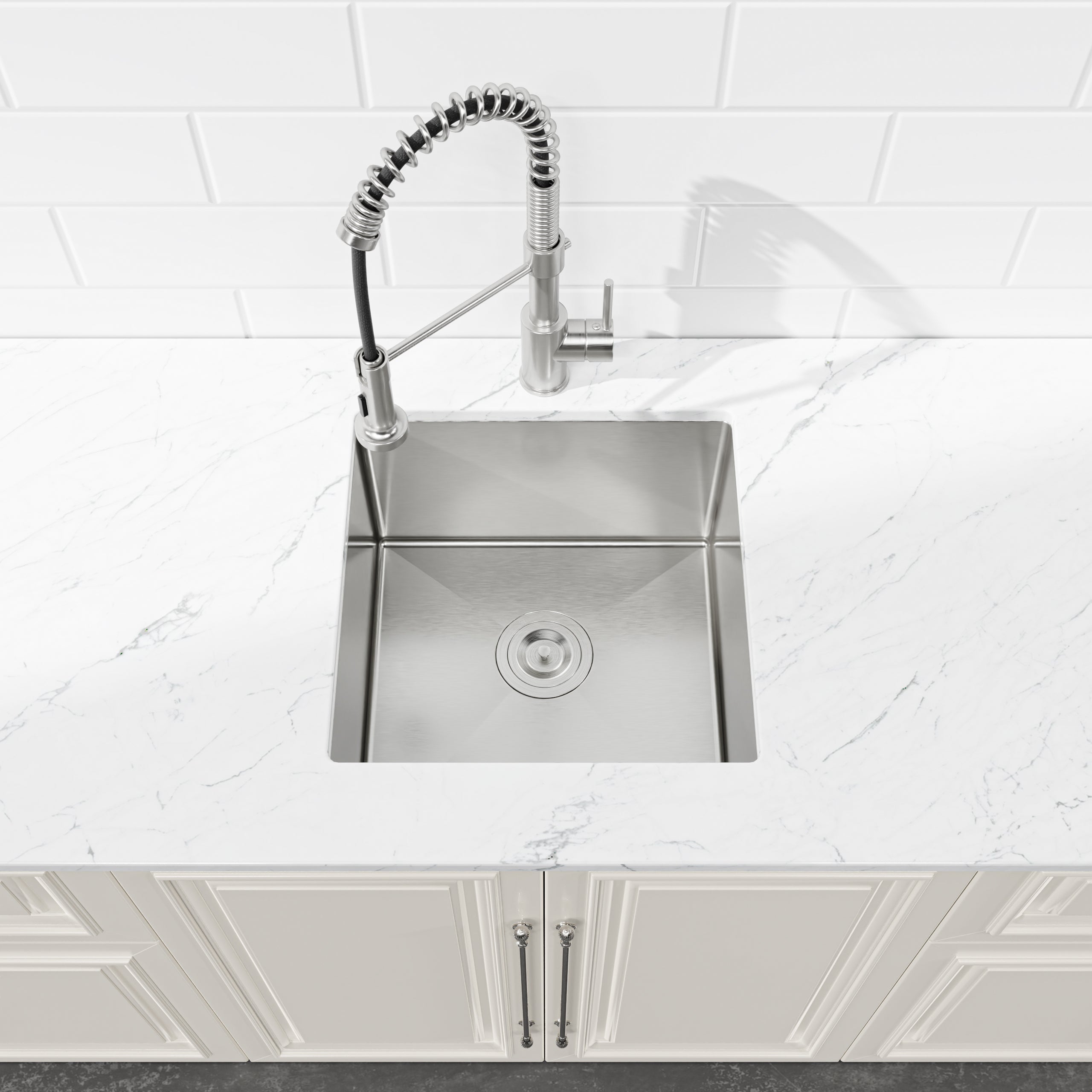 18" x 18" Undermount Single Bowl Kitchen Sink, 16 Gauge Black Stainless Steel