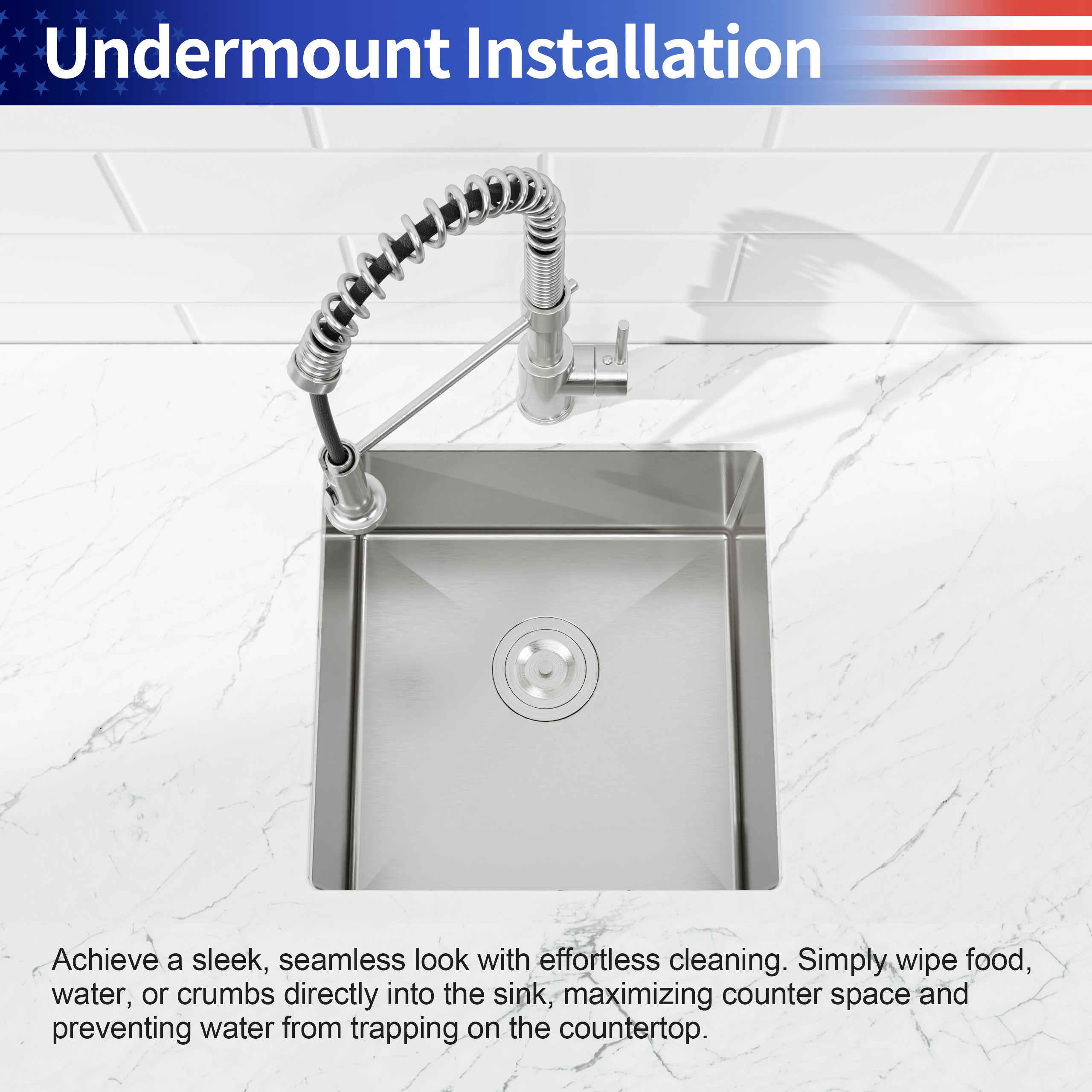18" x 18" Undermount Single Bowl Kitchen Sink, 16 Gauge Black Stainless Steel