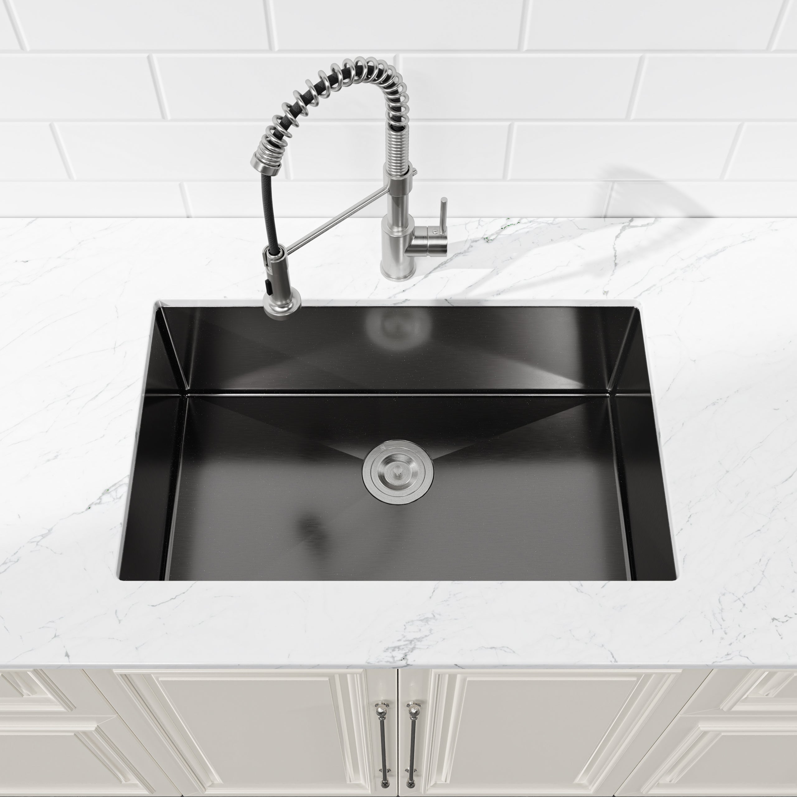 30" Undermount Stainless Steel Kitchen Sink, Single Bowl 16 Gauge Brushed Nickel Handmade Sink with Drain & Hooks