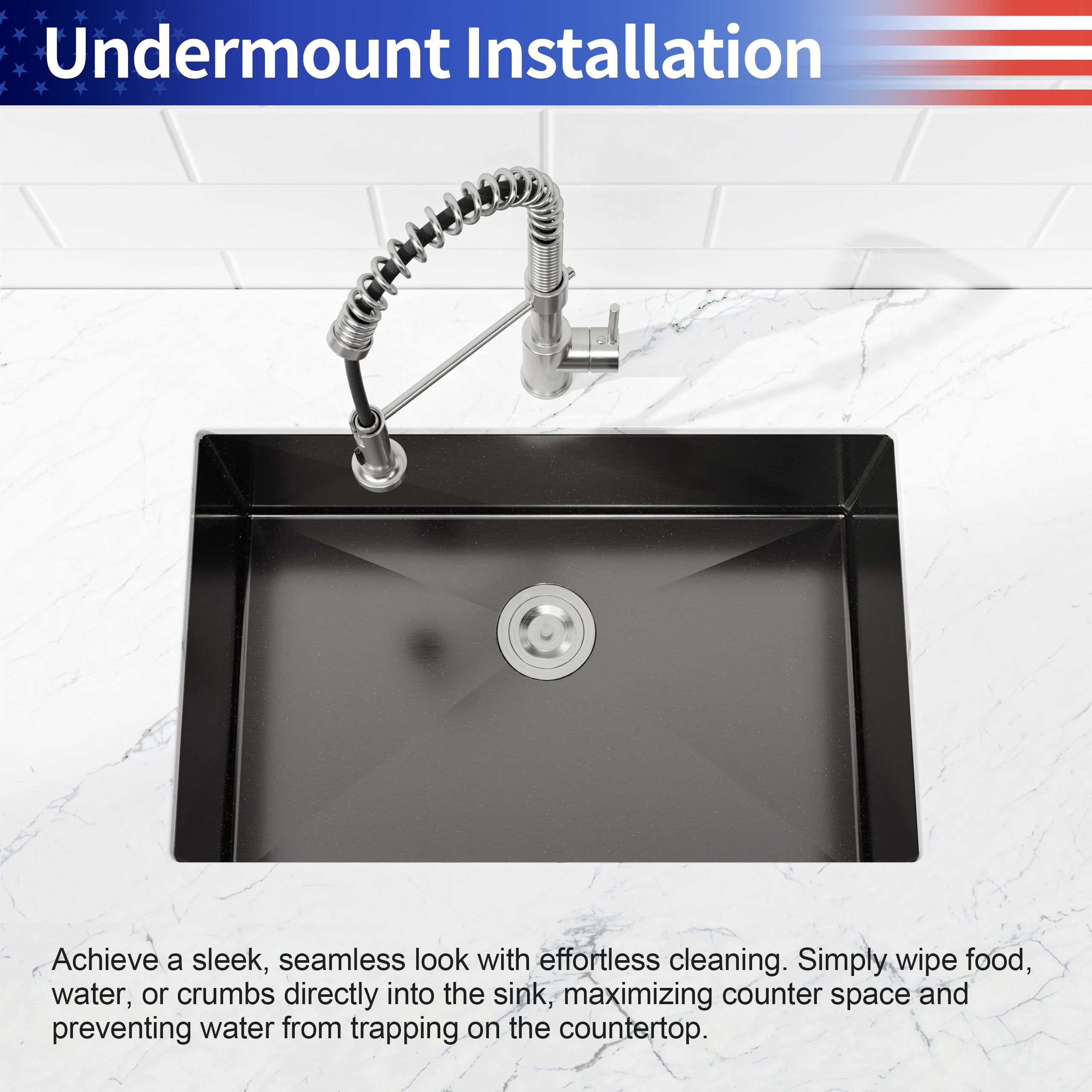 30" Undermount Stainless Steel Kitchen Sink, Single Bowl 16 Gauge Brushed Nickel Handmade Sink with Drain & Hooks