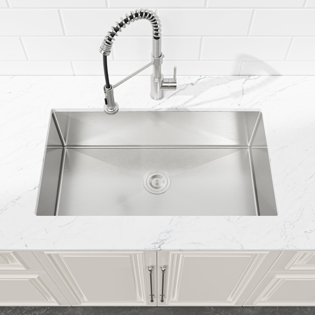 RAINLEX 33 in. Undermount Single Bowl Kitchen Sink in Brushed Nickel