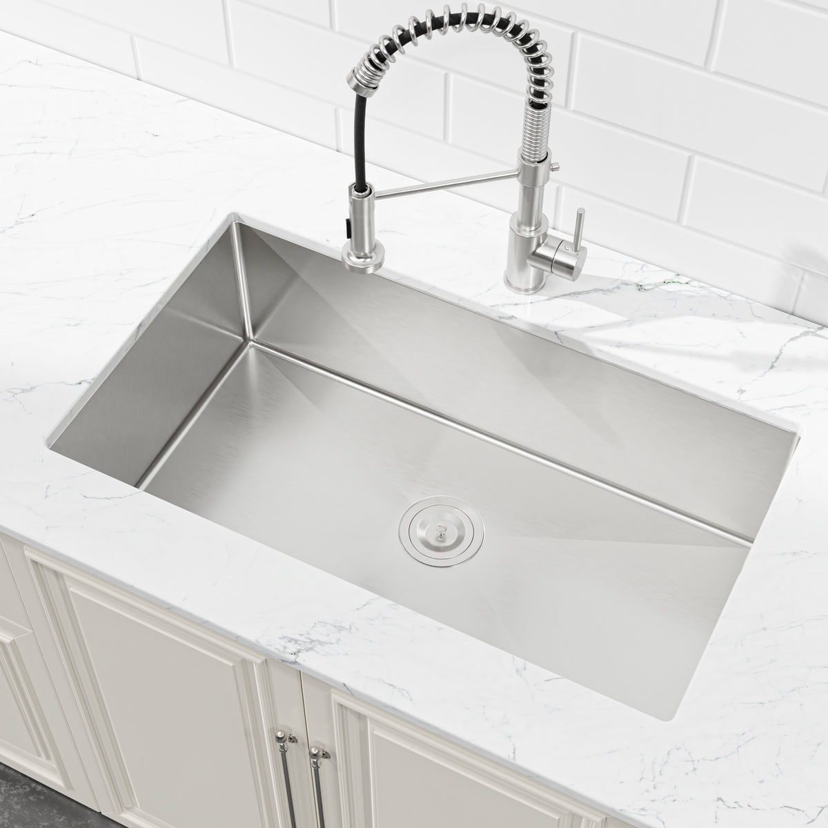 RAINLEX 33 in. Undermount Single Bowl Kitchen Sink in Brushed Nickel