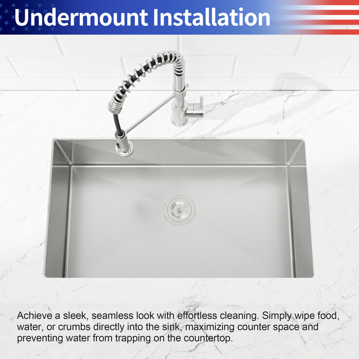 RAINLEX 33 in. Undermount Single Bowl Kitchen Sink in Brushed Nickel