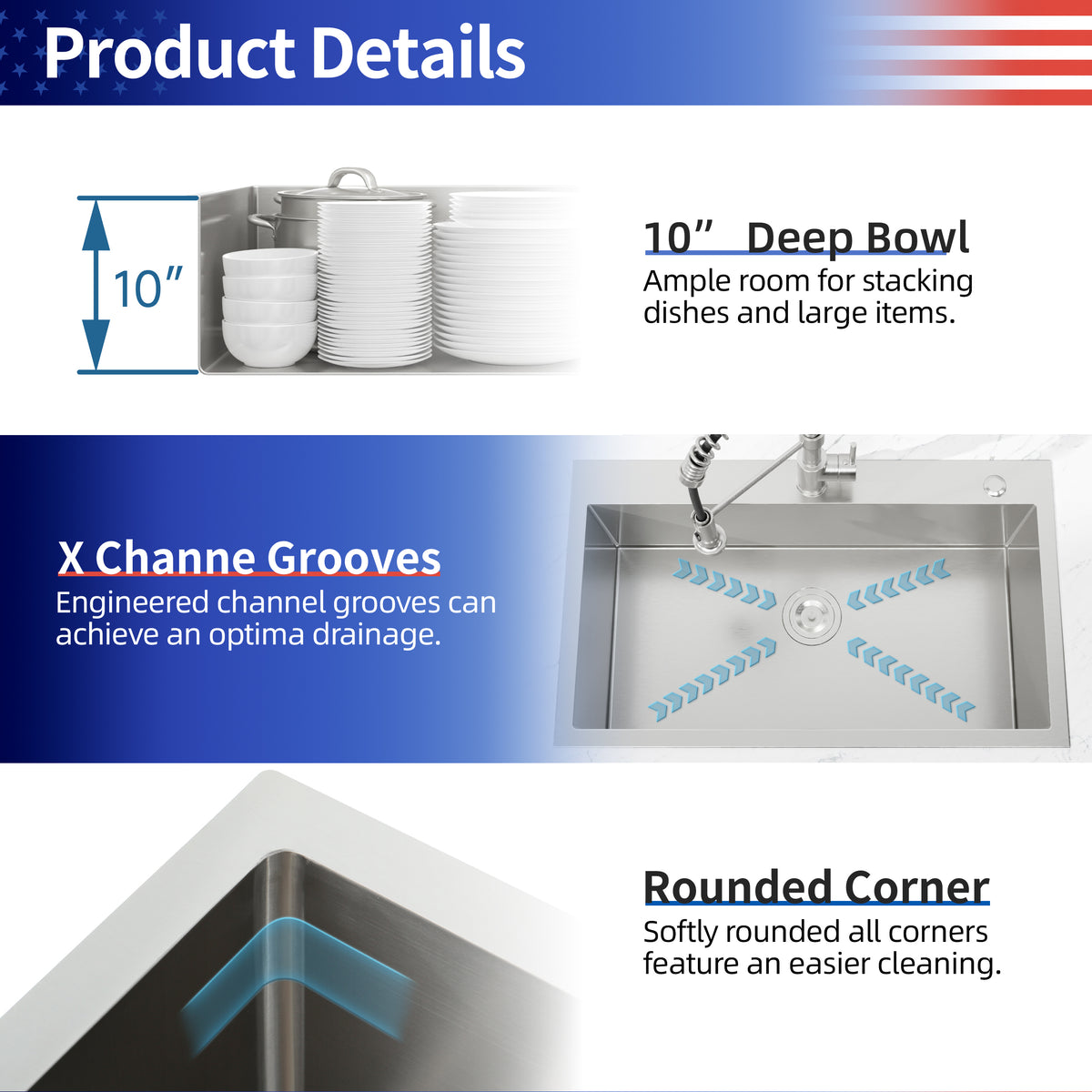 RAINLEX 33 in. Undermount Single Bowl Kitchen Sink in Brushed Nickel
