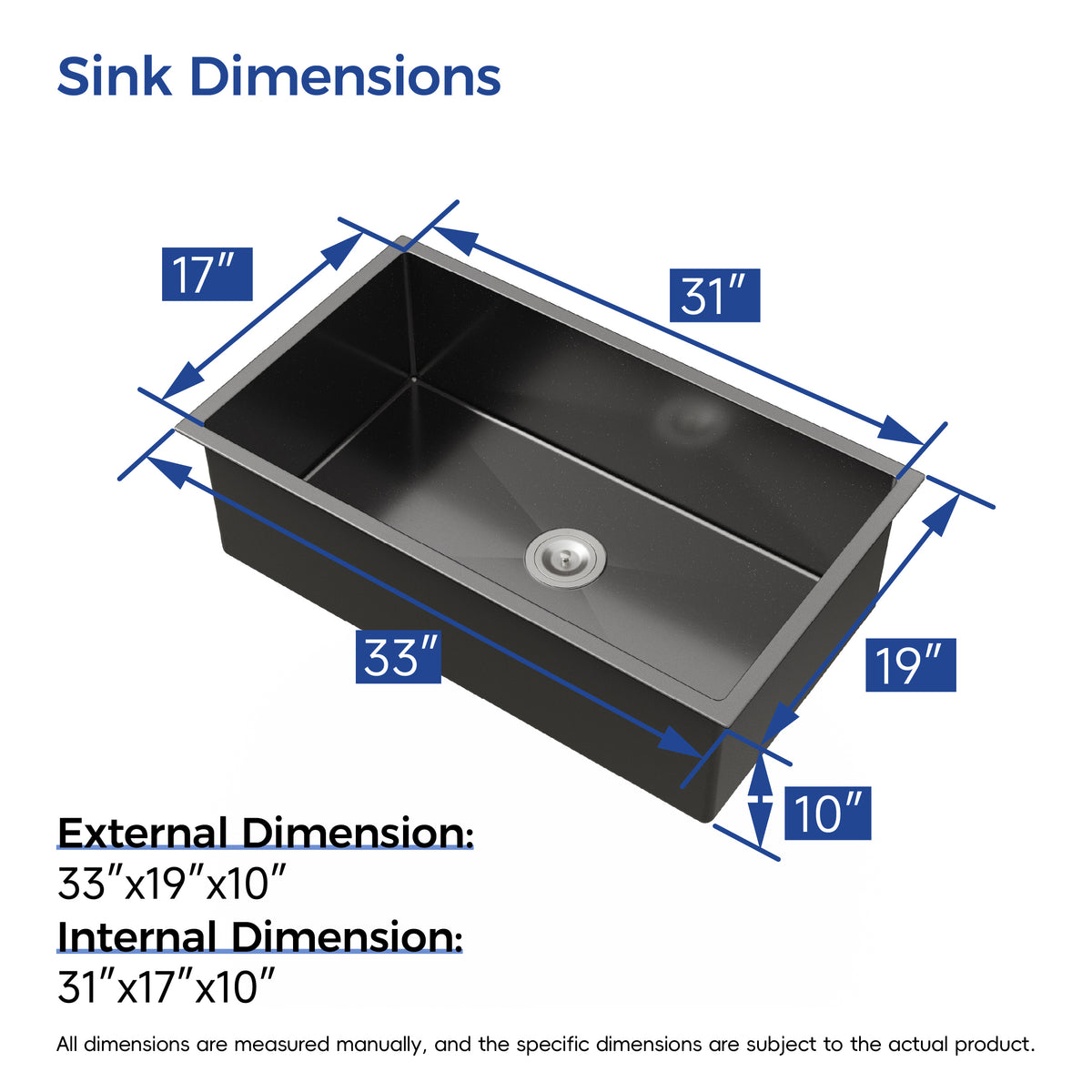 RAINLEX 33 in. Undermount Single Bowl Kitchen Sink in Brushed Nickel