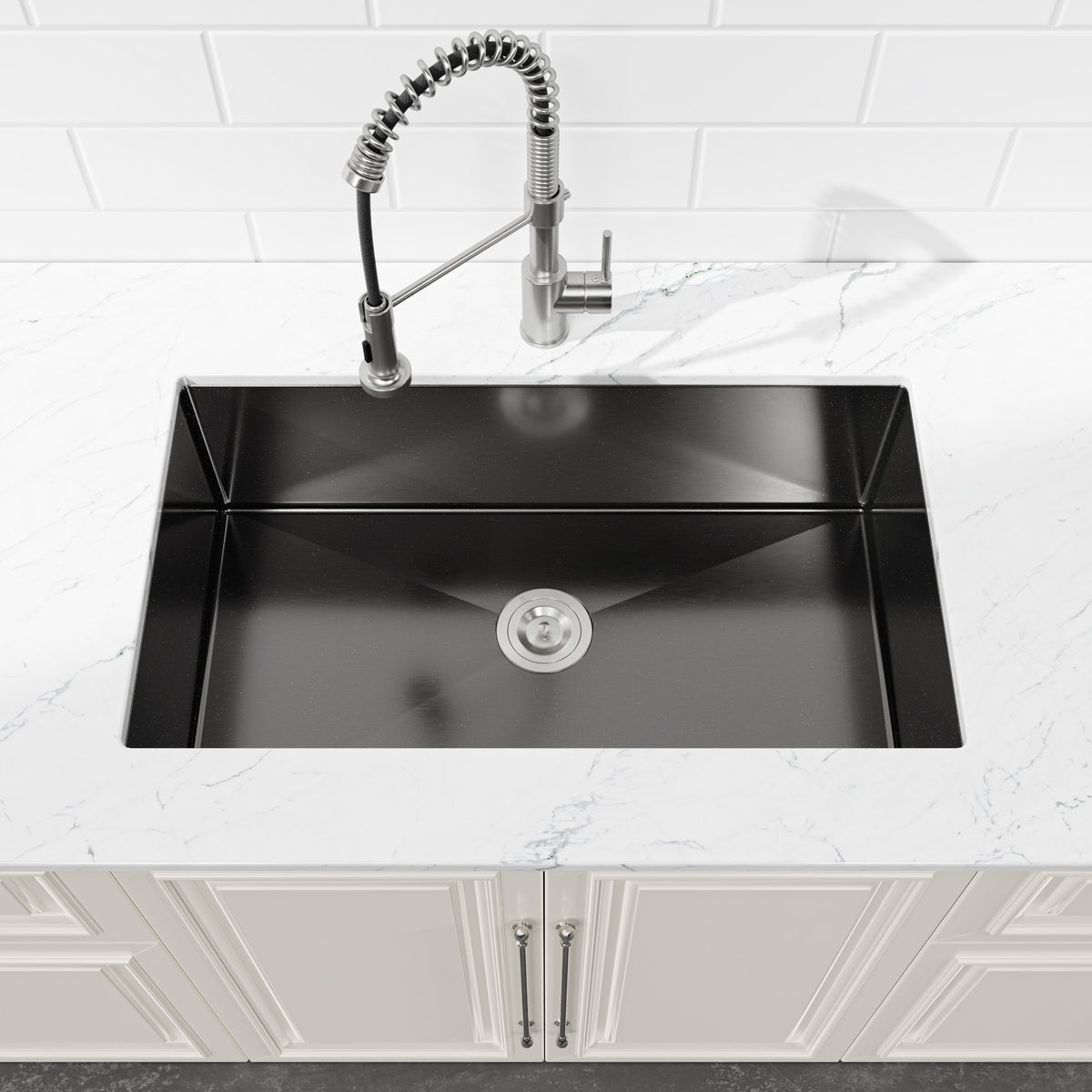 RAINLEX 33 in. Undermount Single Bowl Kitchen Sink in Brushed Nickel