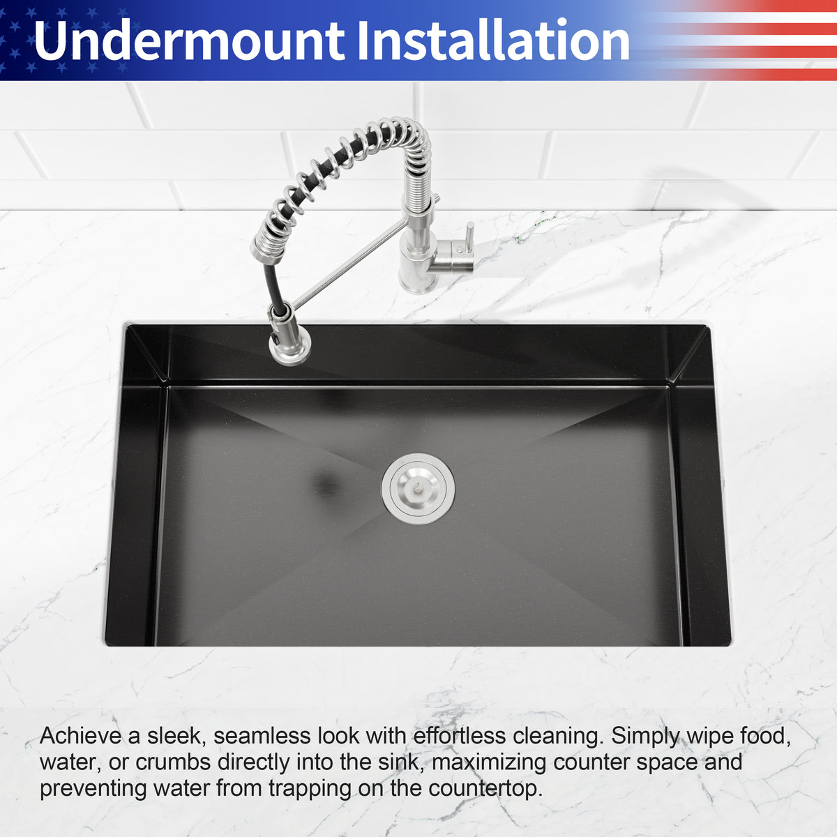 RAINLEX 33 in. Undermount Single Bowl Kitchen Sink in Brushed Nickel