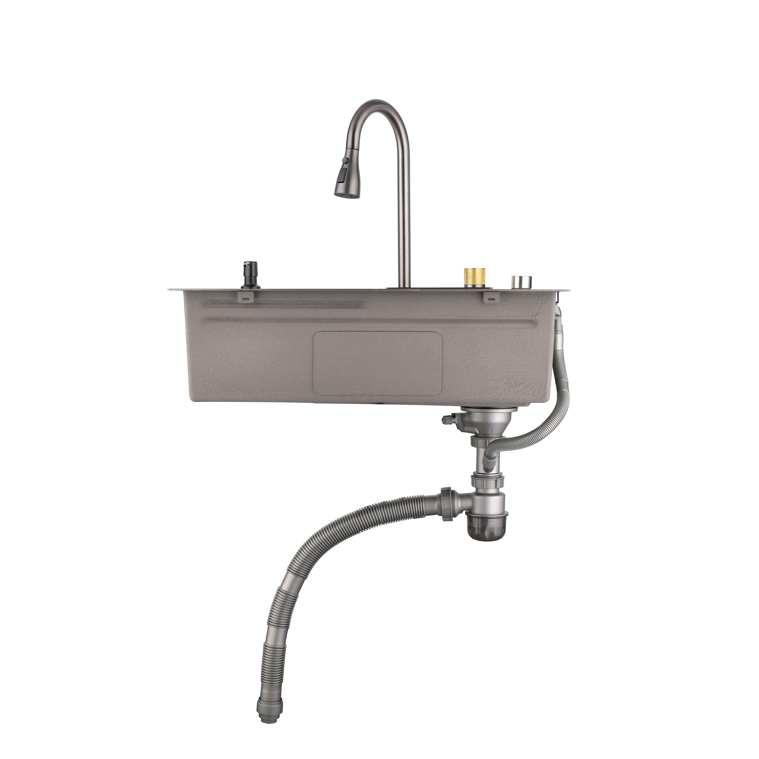 30" x 18" Waterfall Workstation Sink, Black Stainless Steel