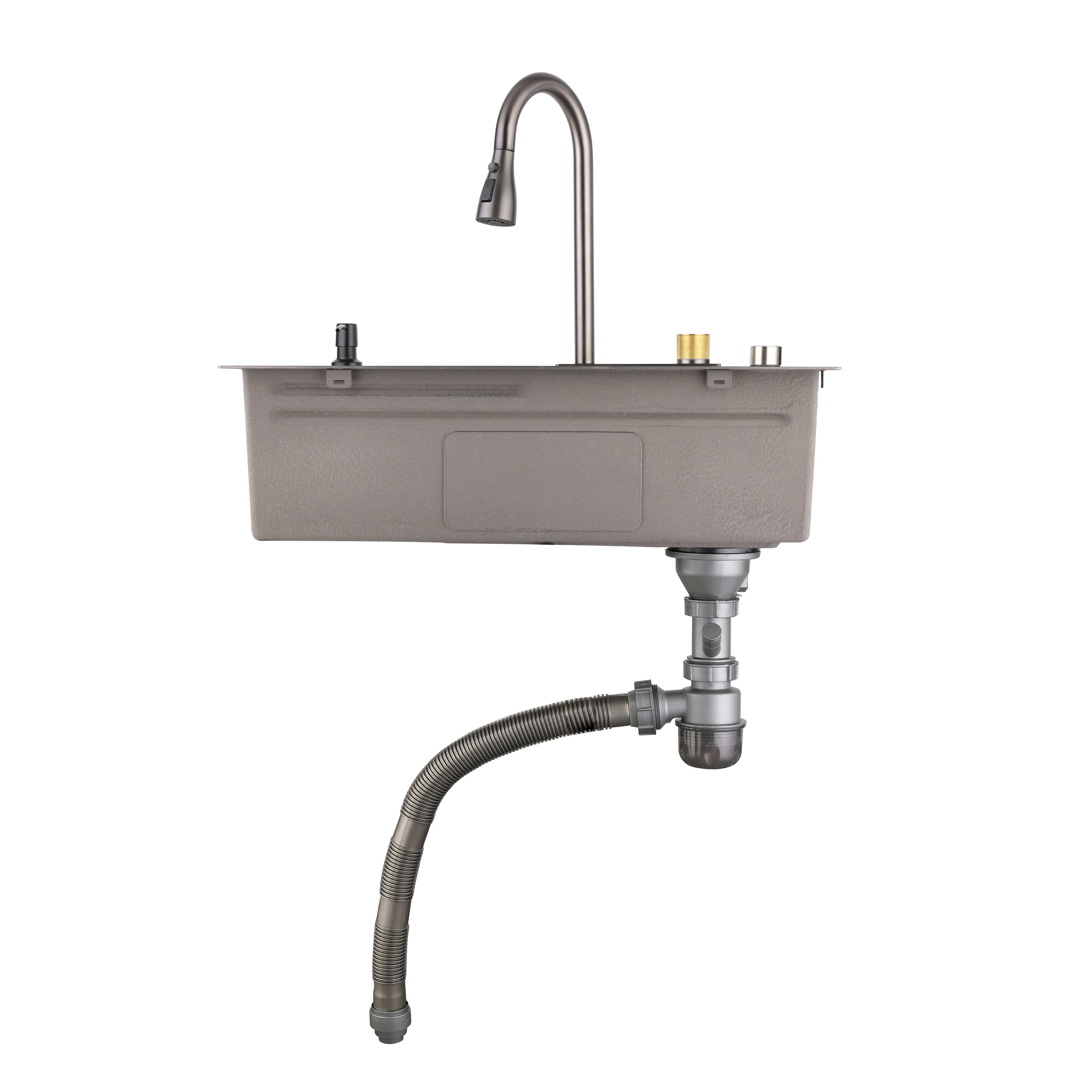 30" x 18" Waterfall Workstation Sink, Black Stainless Steel
