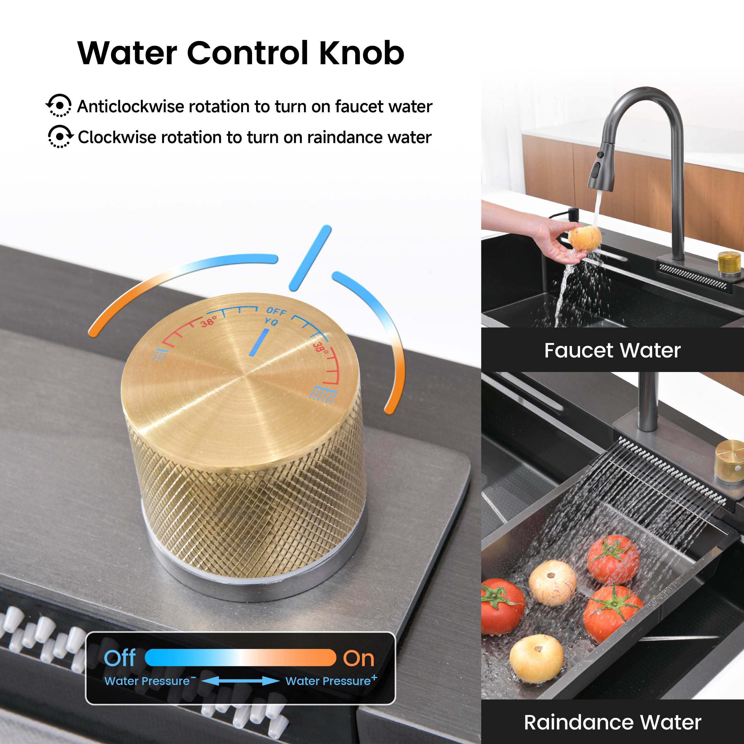 30" x 18" Waterfall Workstation Sink, Black Stainless Steel