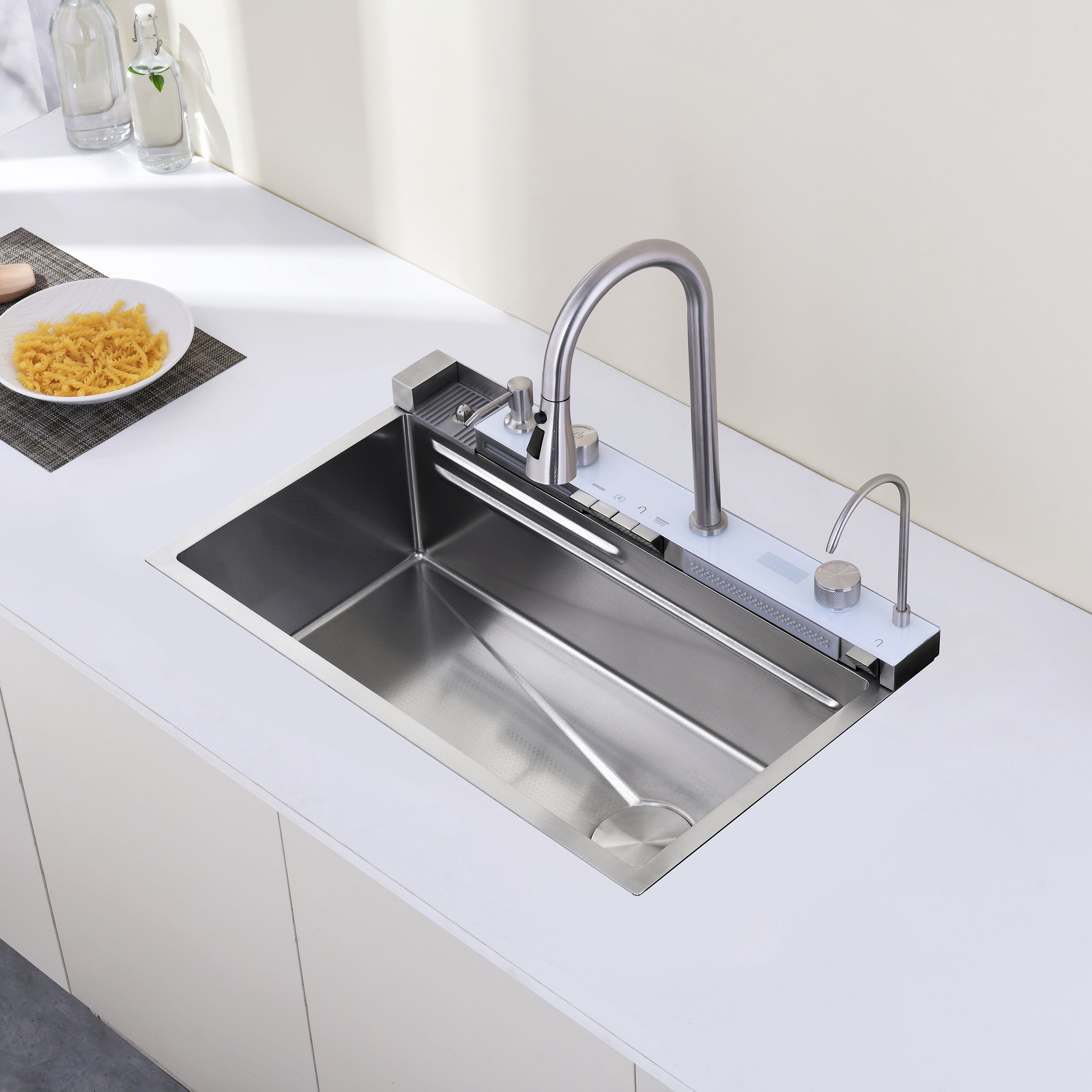 29.5" x 18" Smart Waterfall Kitchen Sink with Digital Display, Stainless Steel