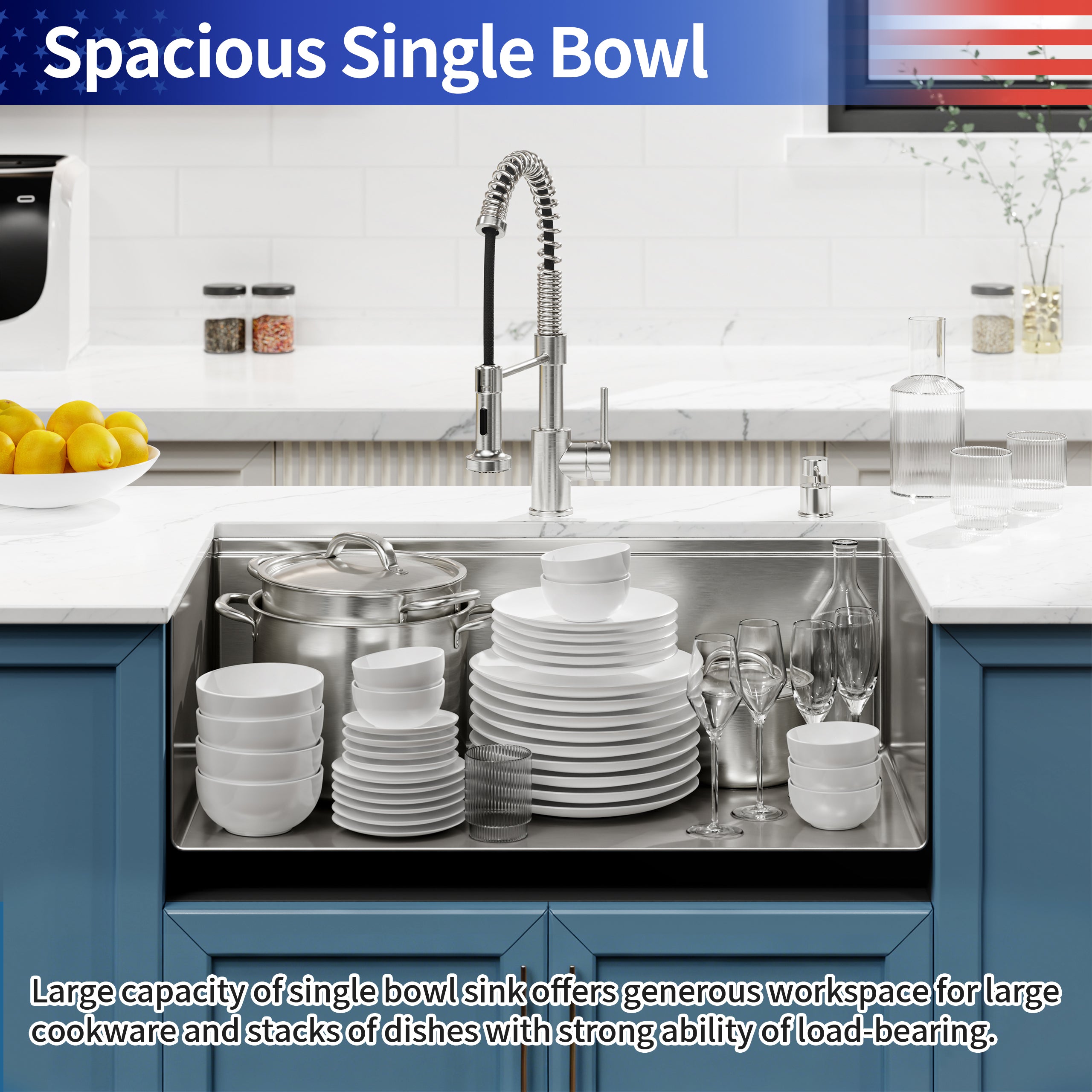 30" x 19" Undermount Stainless Steel Kitchen Sink, Single Bowl Handmade Sink in Brushed Nickel with Workstation Accessories
