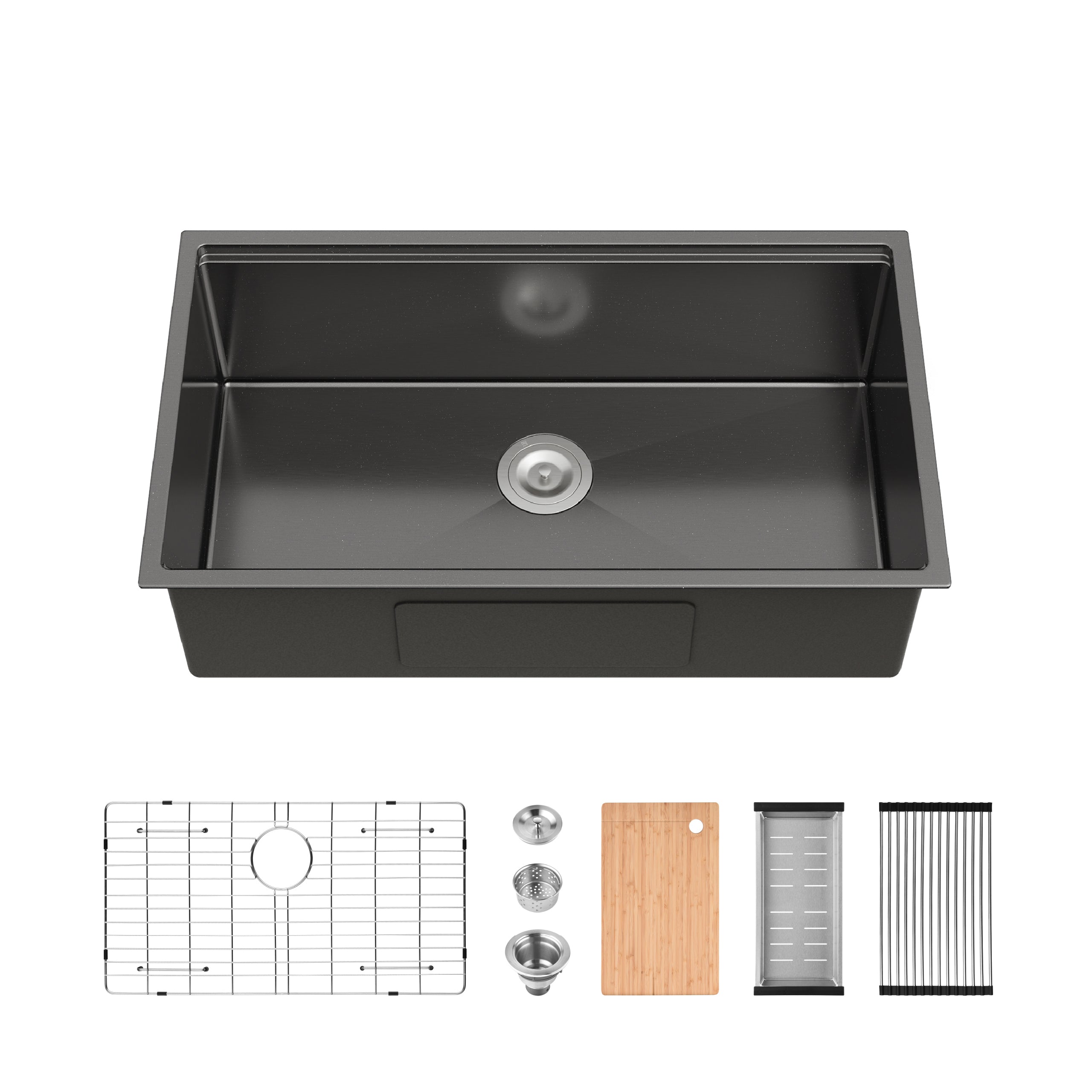 33" x 19" Undermount Single Bowl Workstation Sink, 16 Gauge Stainless Steel