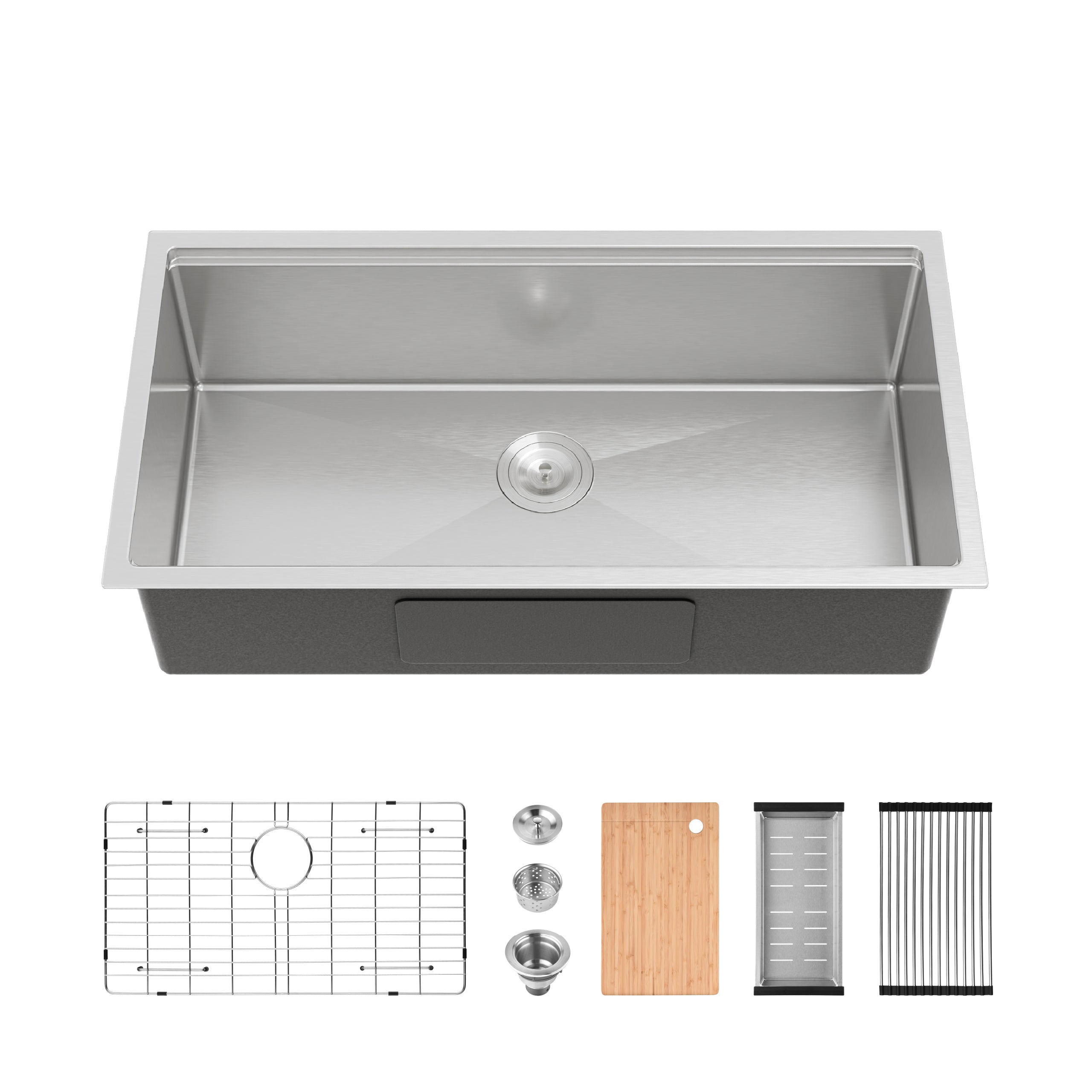 36" x 19" Undermount Single Bowl Workstation Sink, 16 Gauge Stainless Steel