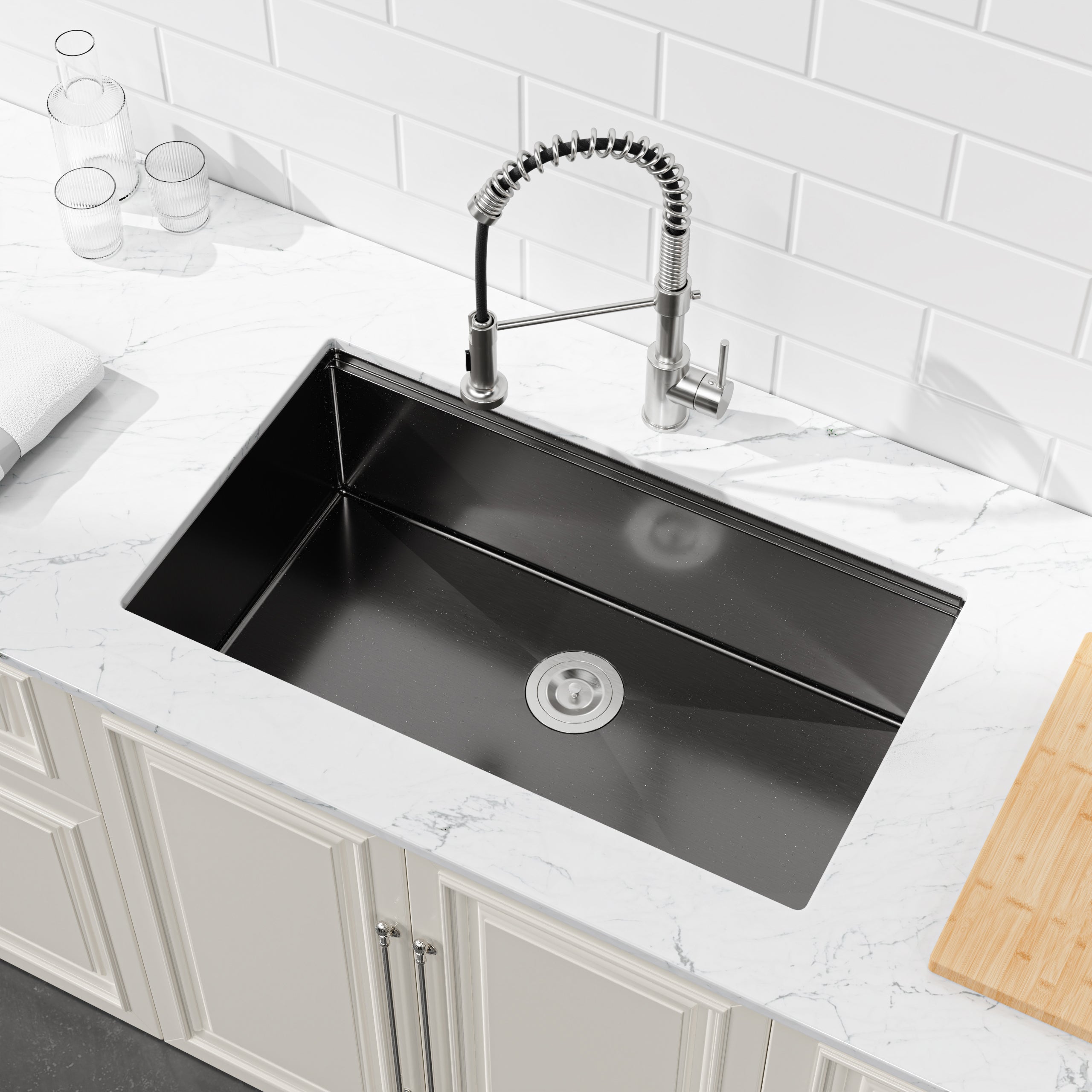 36" x 19" Undermount Single Bowl Workstation Sink, 16 Gauge Stainless Steel