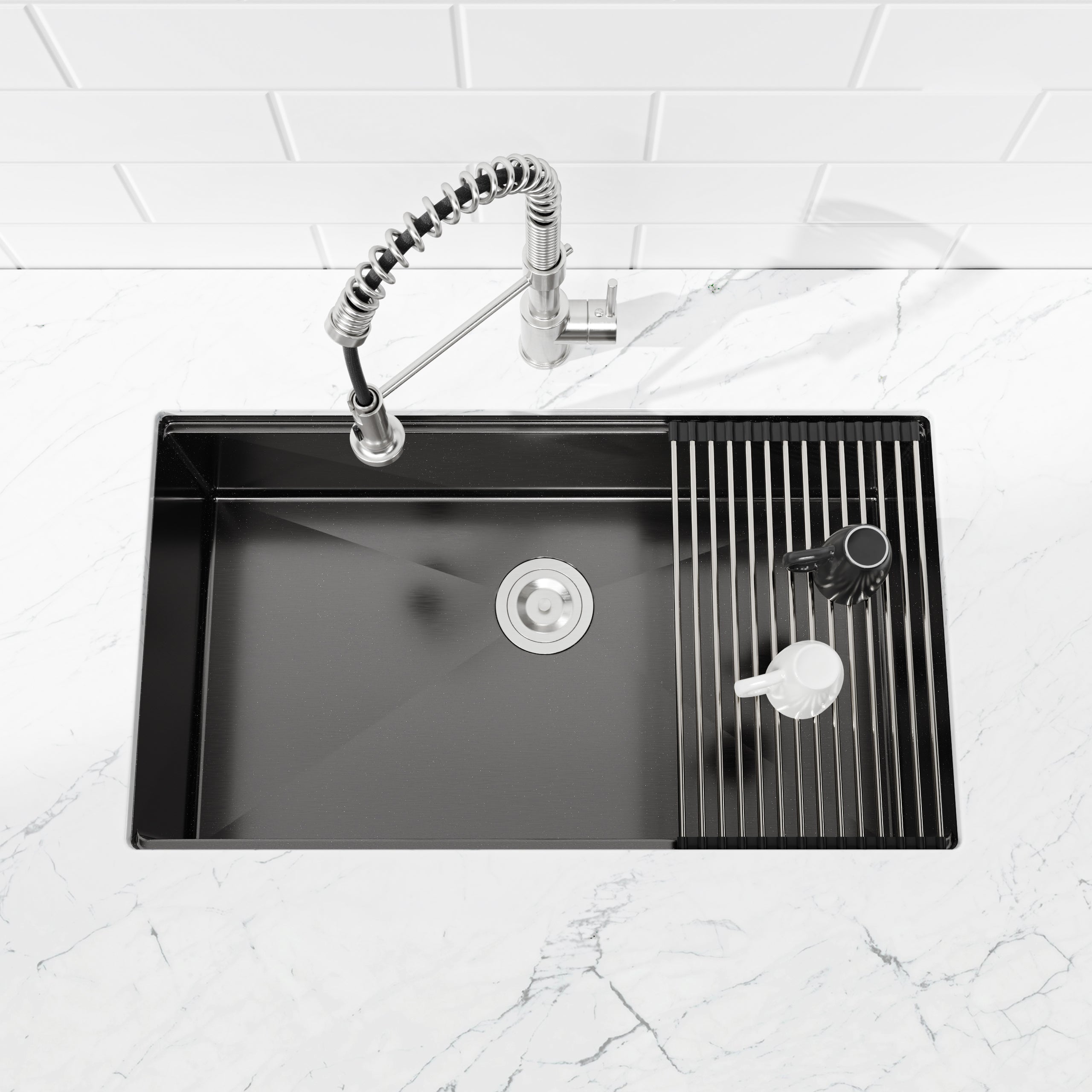 36" x 19" Undermount Single Bowl Workstation Sink, 16 Gauge Stainless Steel