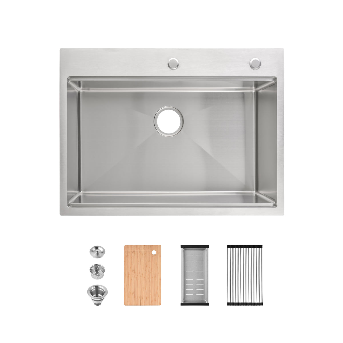 RAINLEX 30 in. x 22 in. Drop-In Single Bowl Workstation Sink in Stainless Steel - RX-SS70-3022