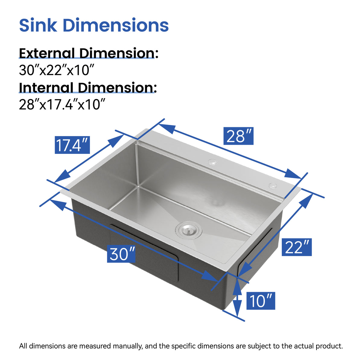 RAINLEX 30 in. x 22 in. Drop-In Single Bowl Workstation Sink in Stainless Steel - RX-SS70-3022