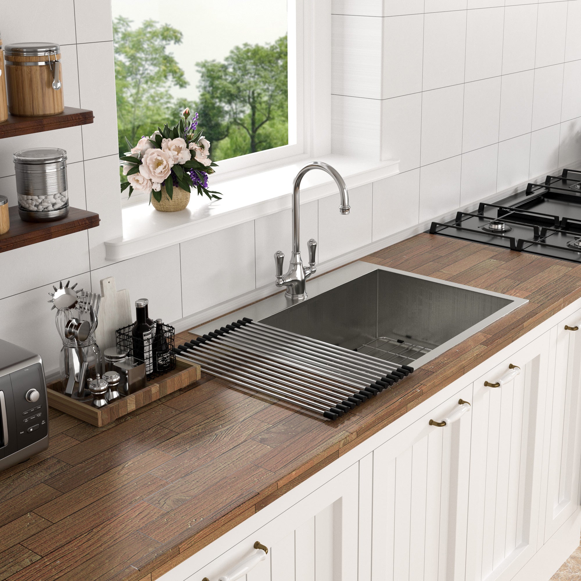 33" Drop-In Single Bowl Kitchen Sink, 16 Gauge Stainless Steel