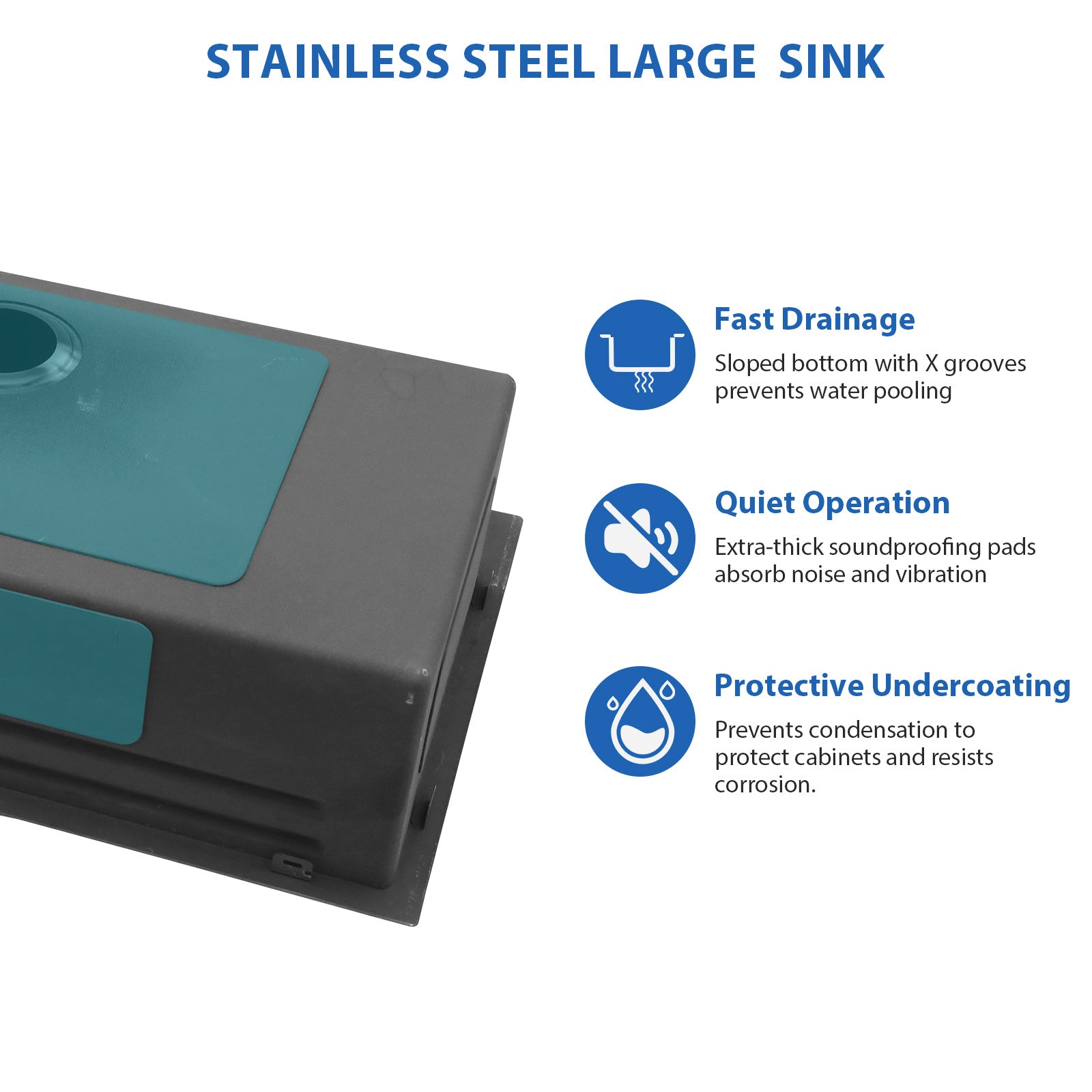 30" Waterfall Kitchen Sink - 30 x 19 x 9" Single Bowl 16G Stainless Steel Ledge Workstation with Smart Pull-Out Faucet